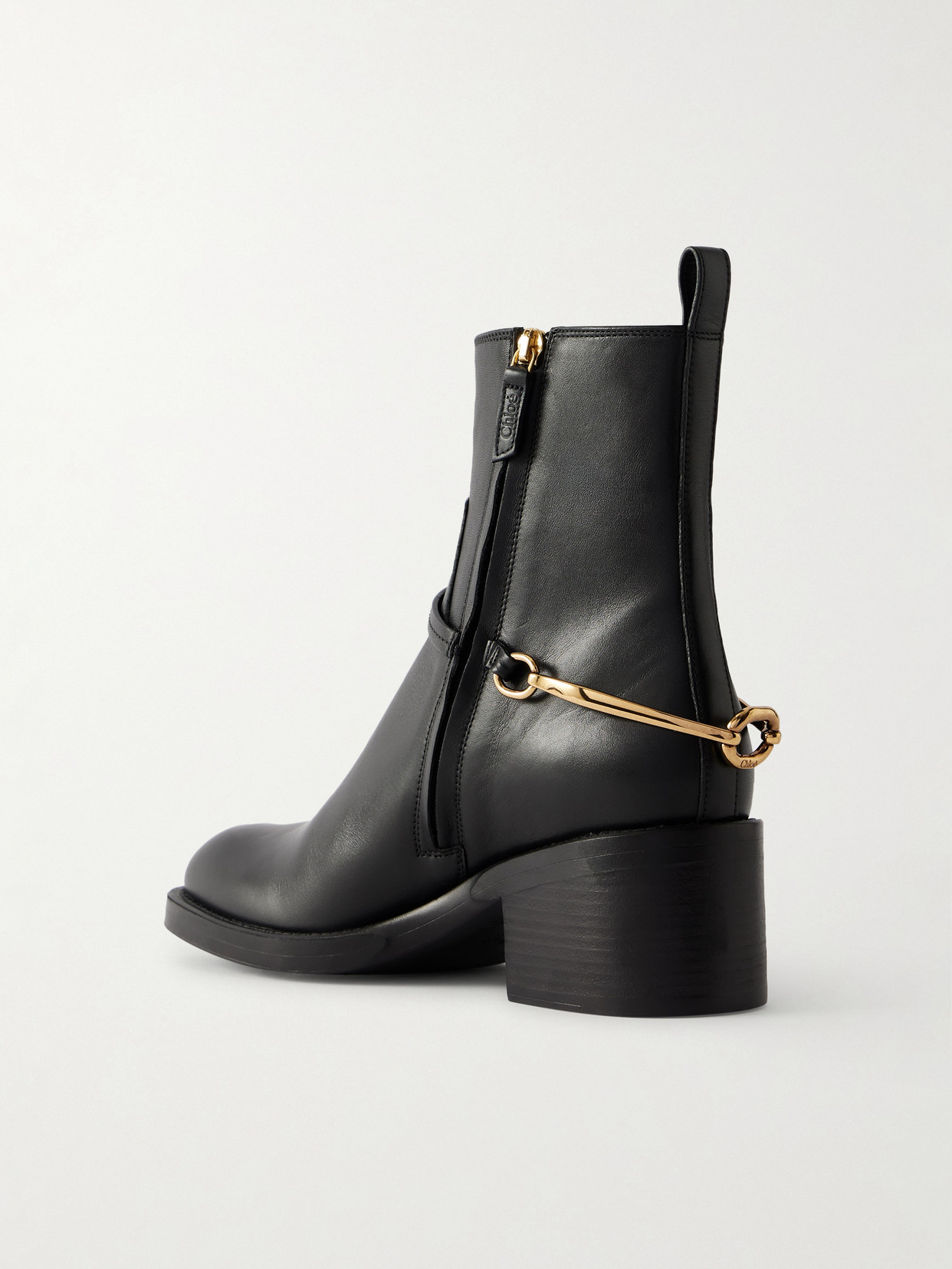 Chloé Dakota Embellished Leather Ankle Boots In Black