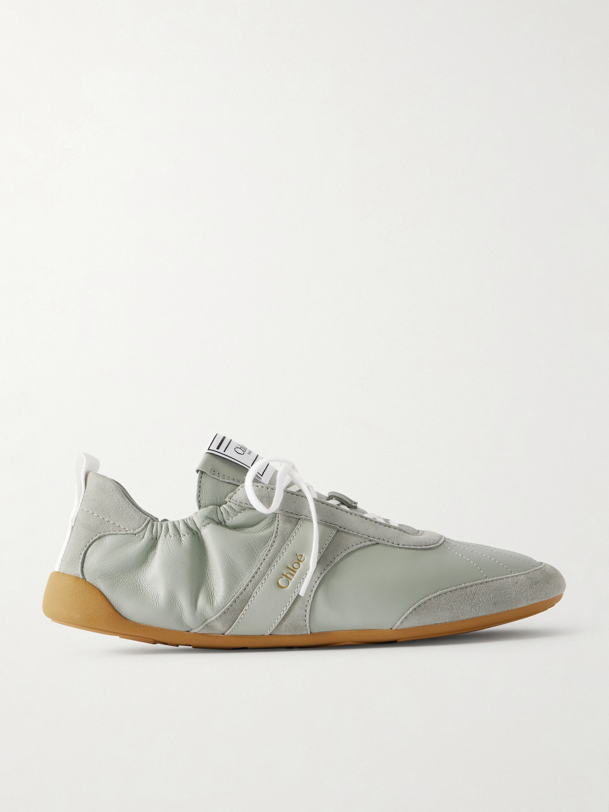 Chloé Kick Suede And Leather Sneakers In Green