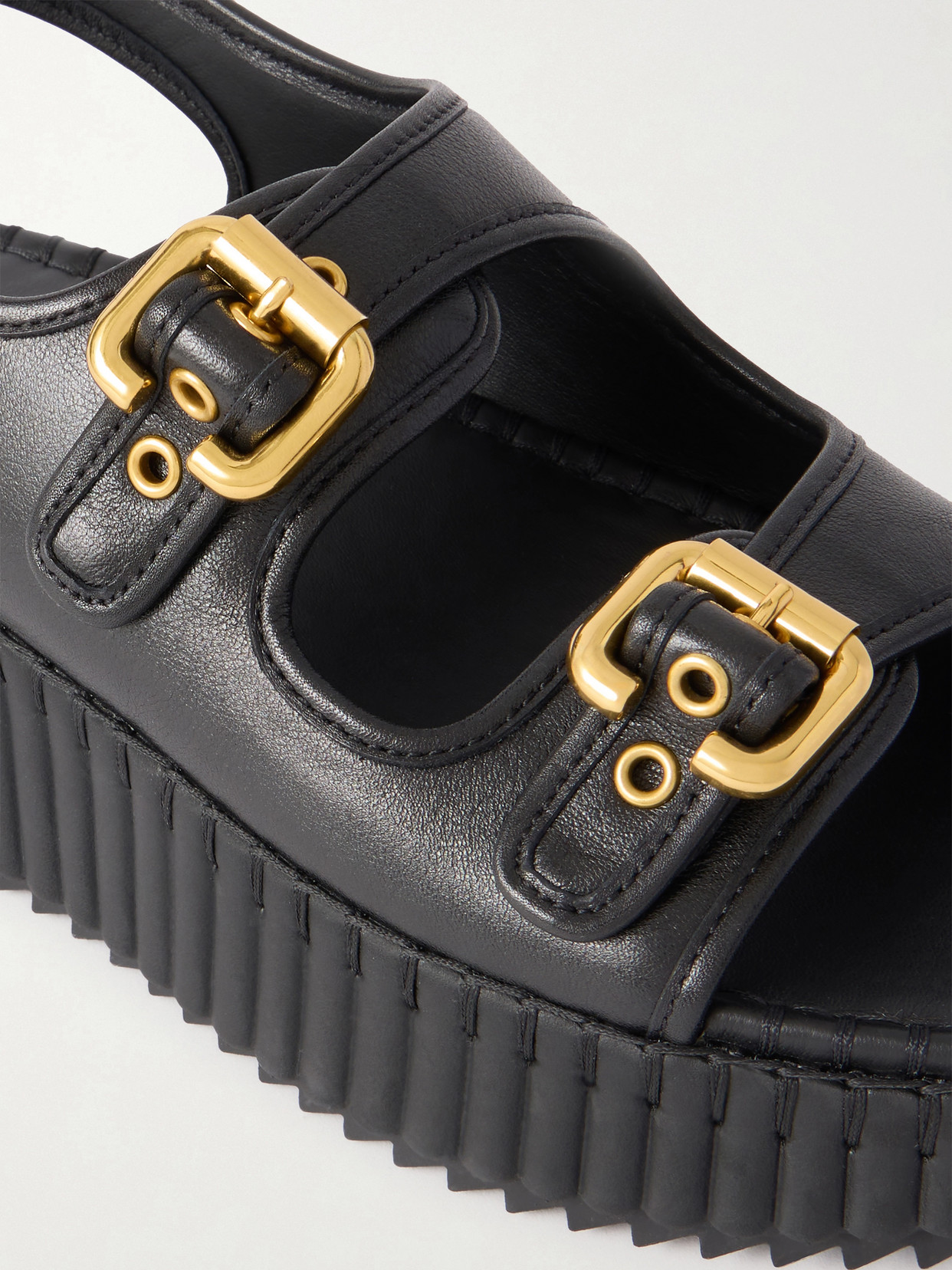 Chloé Nama Leather Sandals Slingback Platform Sole In Multi