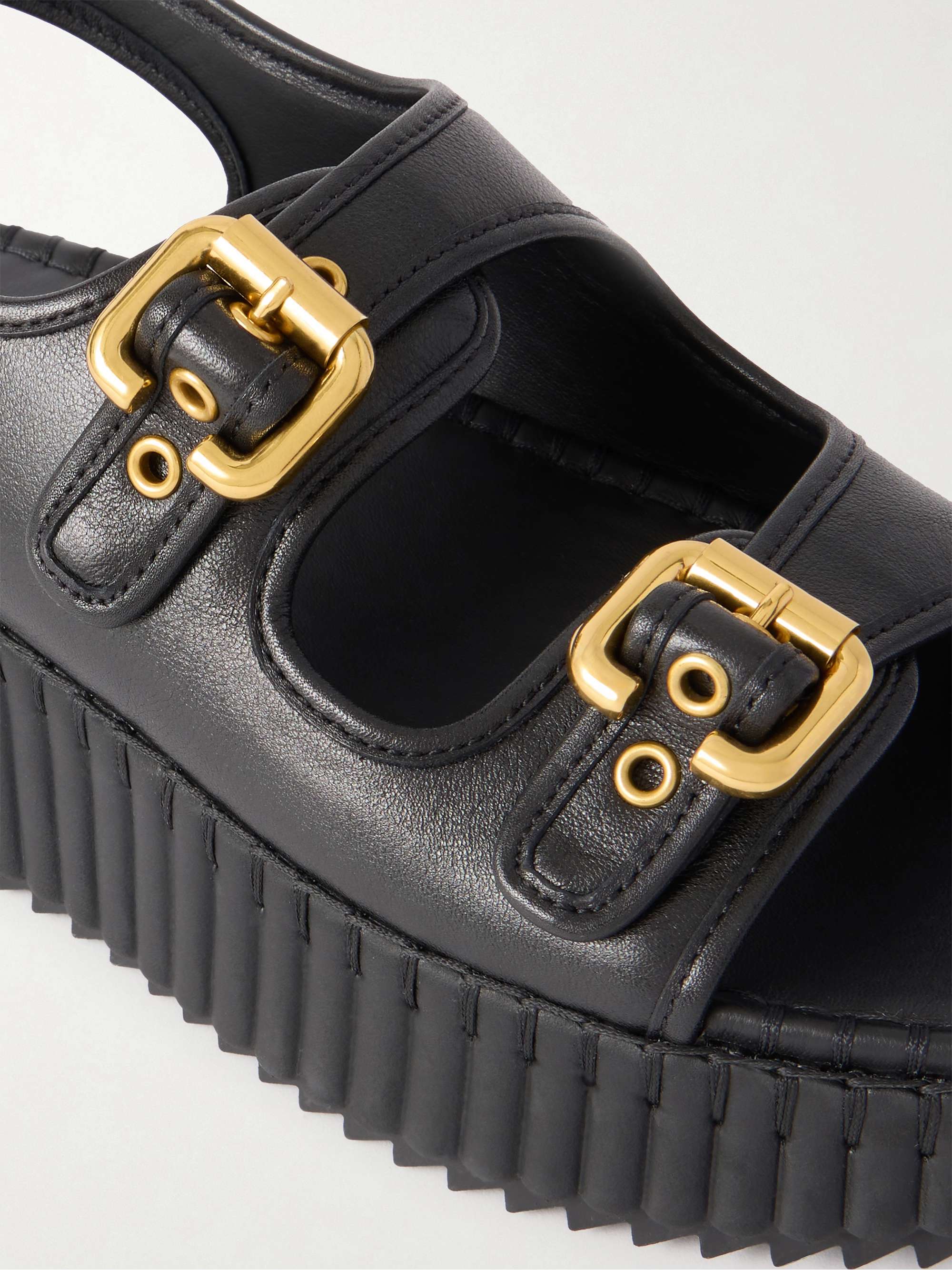 CHLOÉ Nama buckled leather wedge sandals | NET-A-PORTER