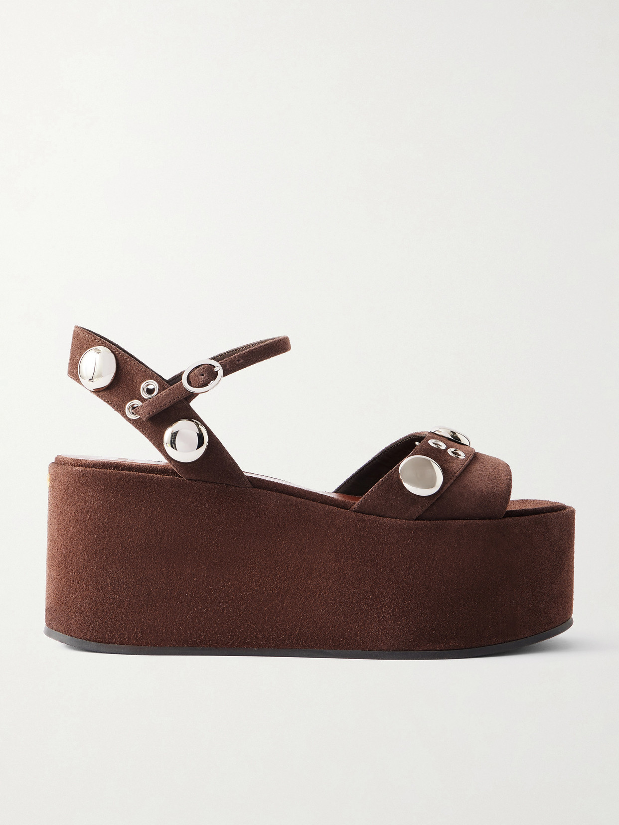 Valentino Garavani Nellcôte 65 Embellished Suede Platform Sandals In Brown