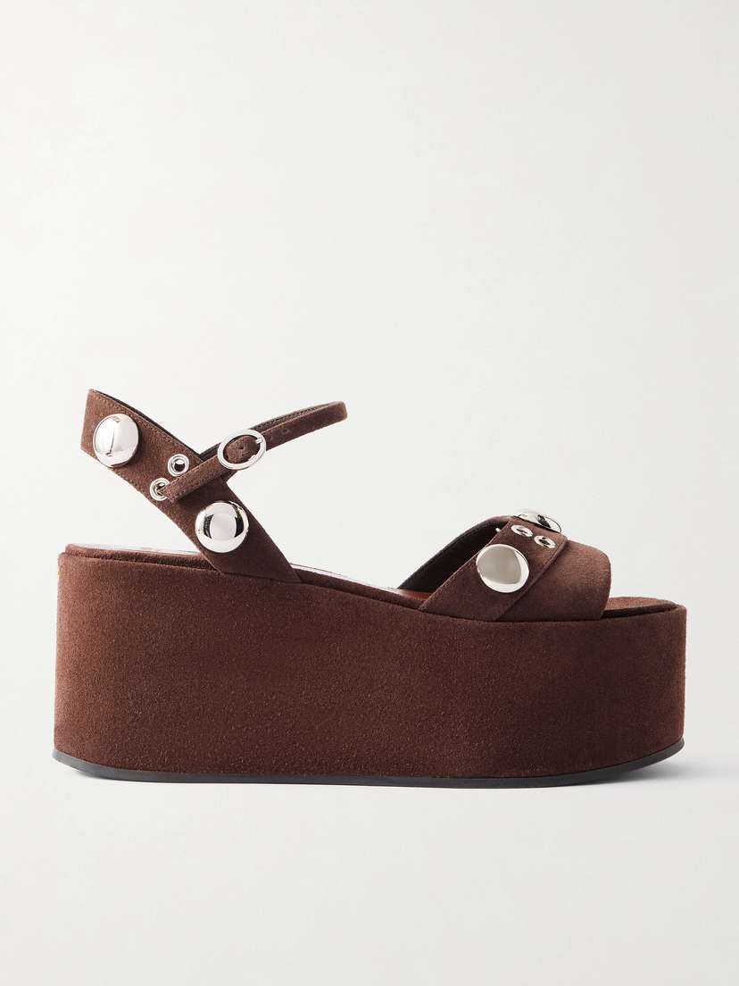 Valentino Garavani Nellcôte 65 Embellished Suede Platform Sandals