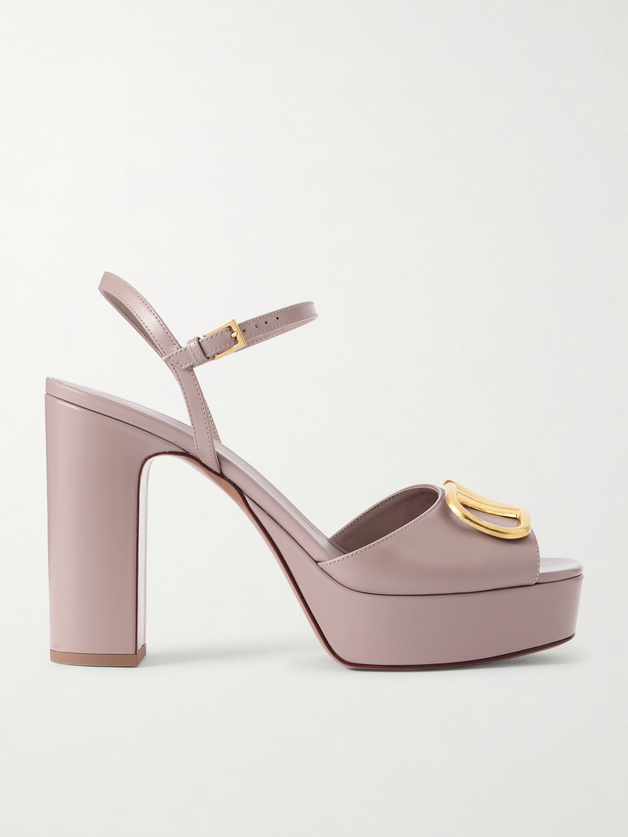 Valentino Garavani Vlogo 115 Leather Platform Sandals In Brown