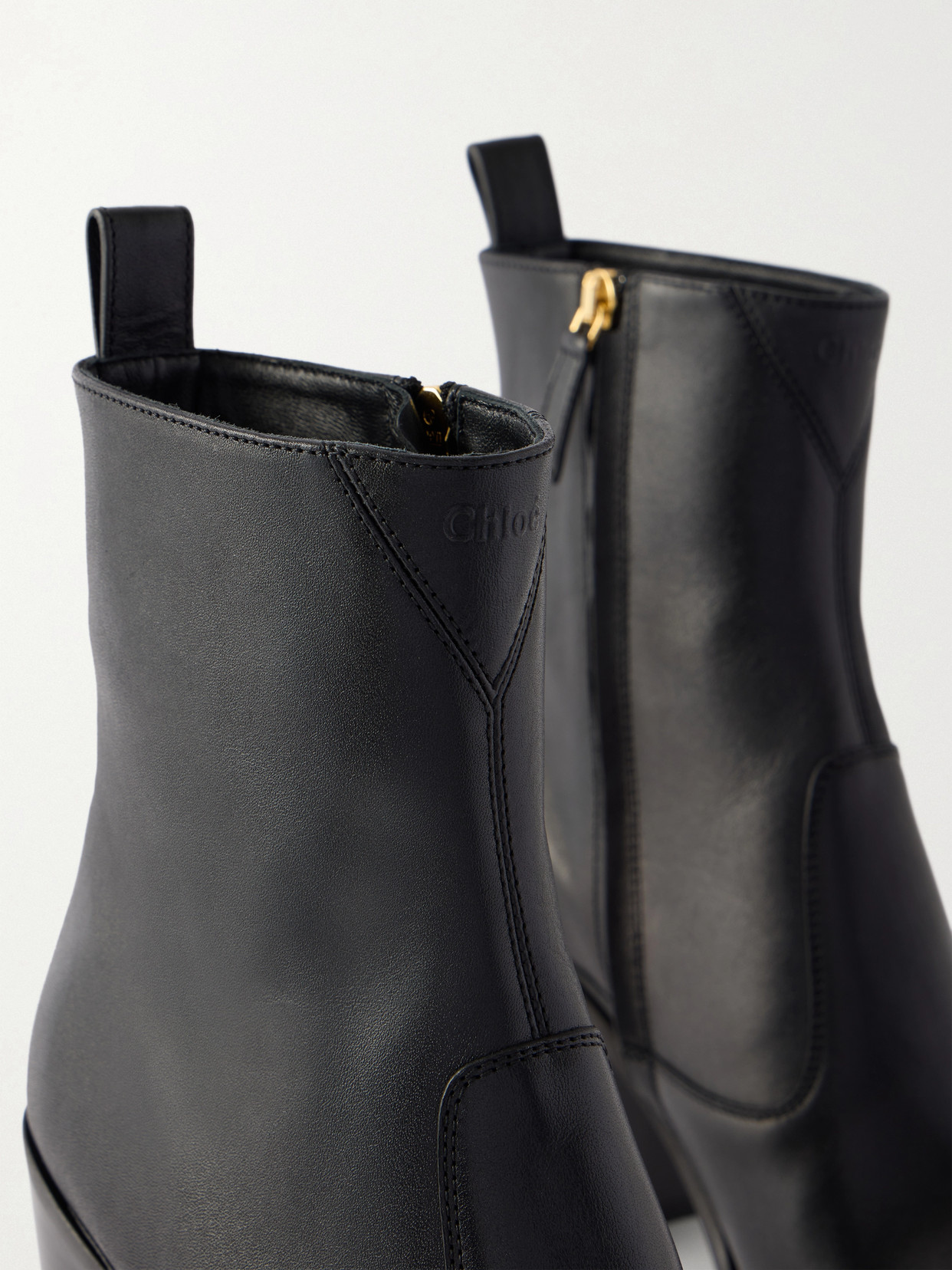 Chloé Chloe Phoenix 90 Leather Ankle Boots In Black