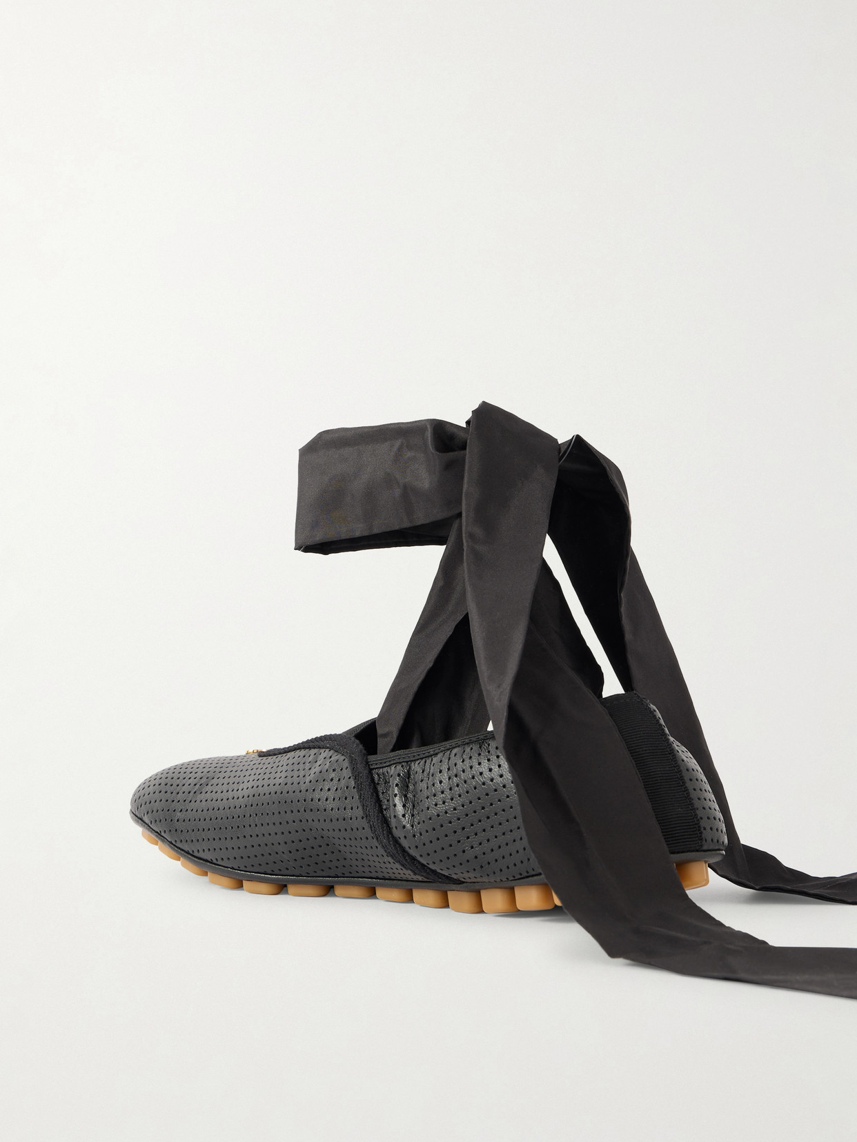 Valentino Rythmika Lace-up Leather Ballet Flats In Black