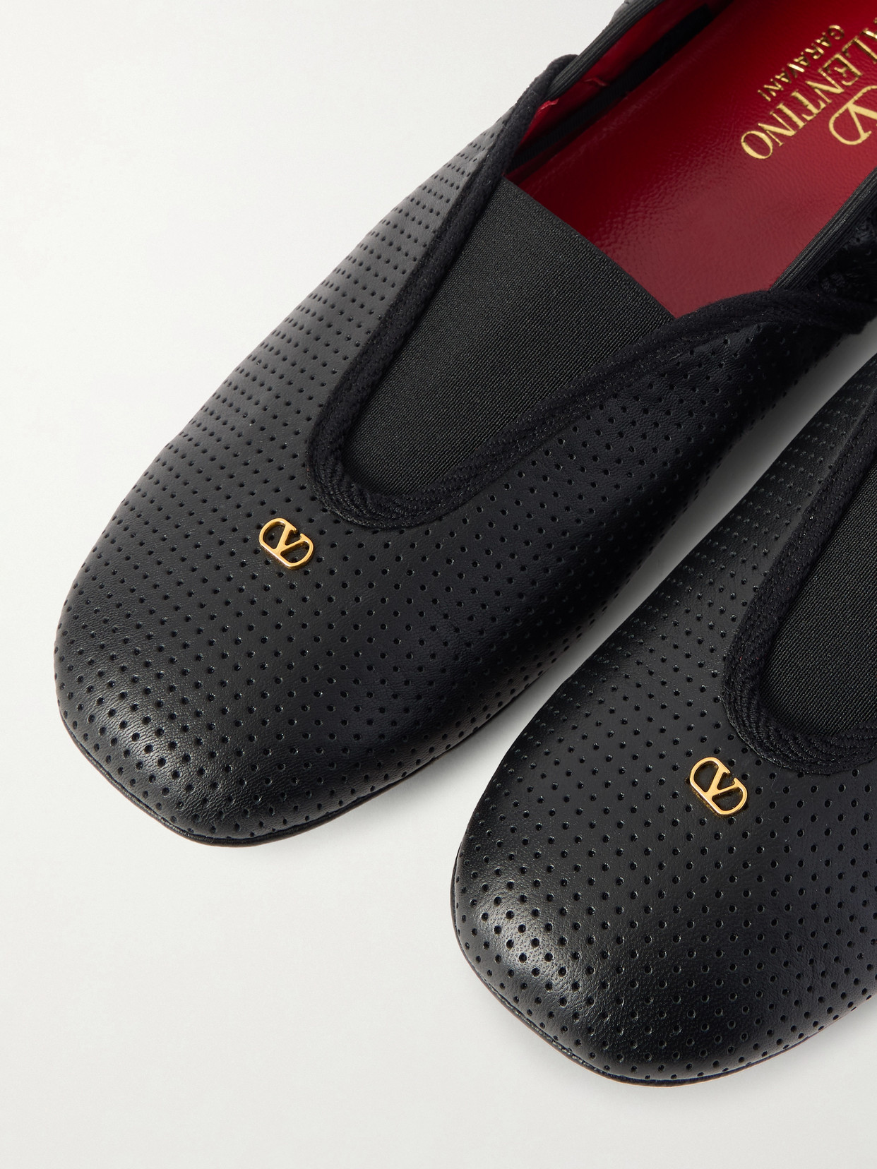 Valentino Rythmika Lace-up Leather Ballet Flats In Black