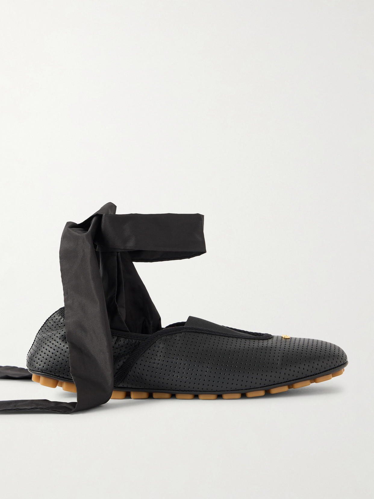 Valentino Garavani Rythmika Lace-up Leather Ballet Flats In Black