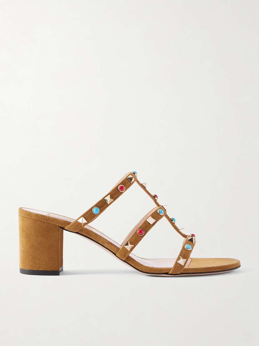 Valentino Garavani Rockstud 60 Embellished Leather Mules