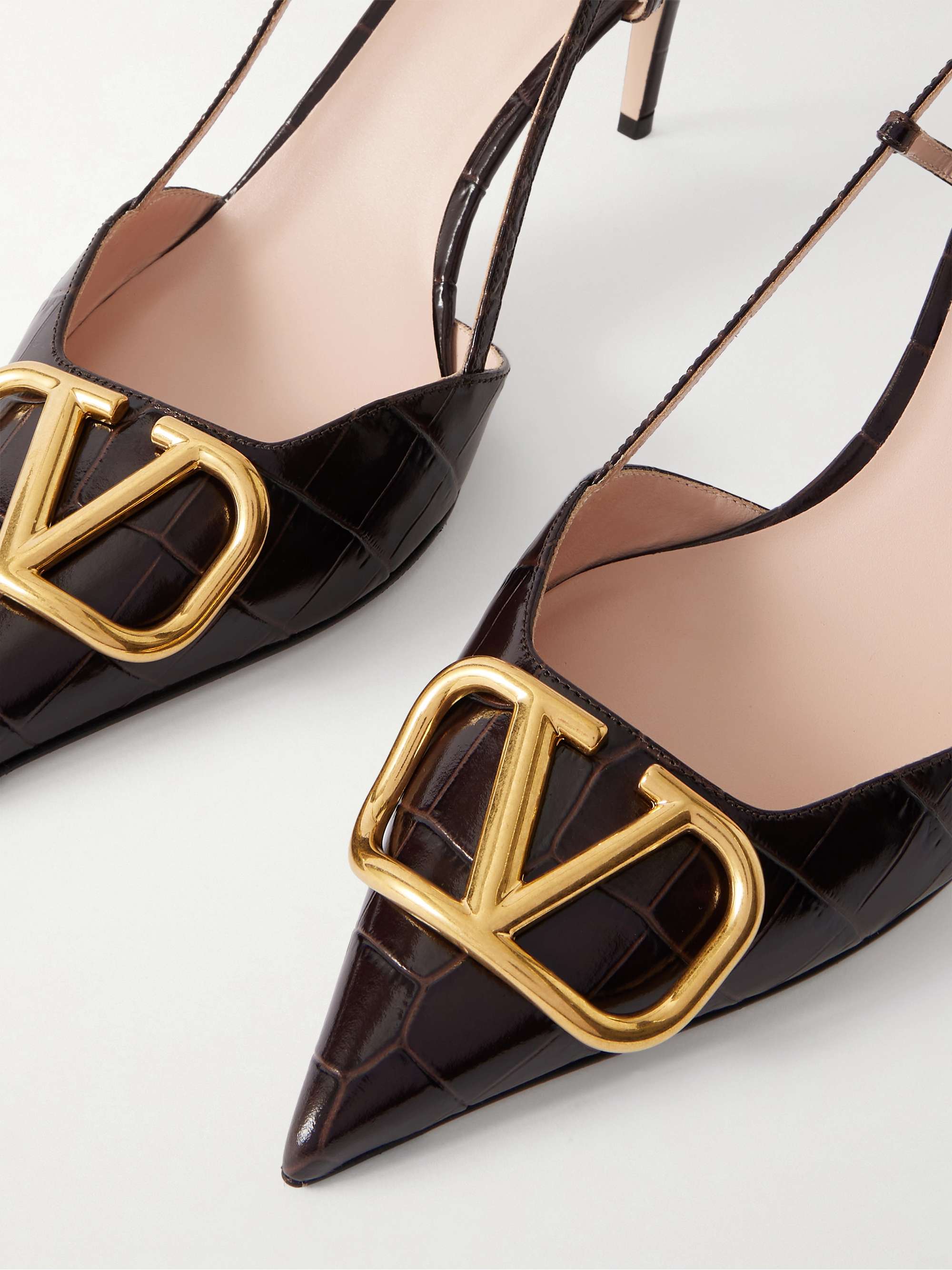 VALENTINO GARAVANI VLogo 80 embellished croc-effect leather