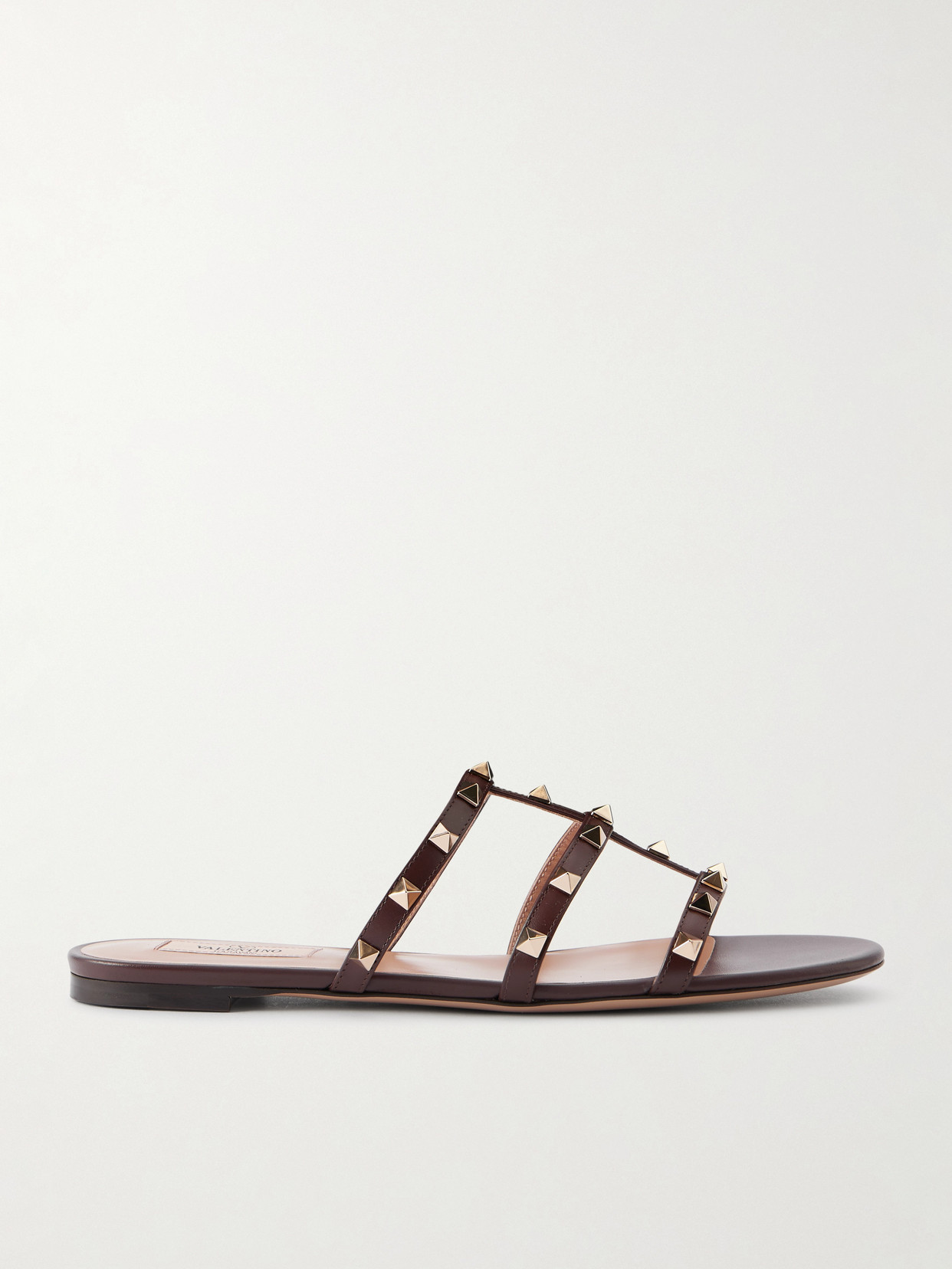 Valentino Garavani Rockstud Leather Sandals In Brown