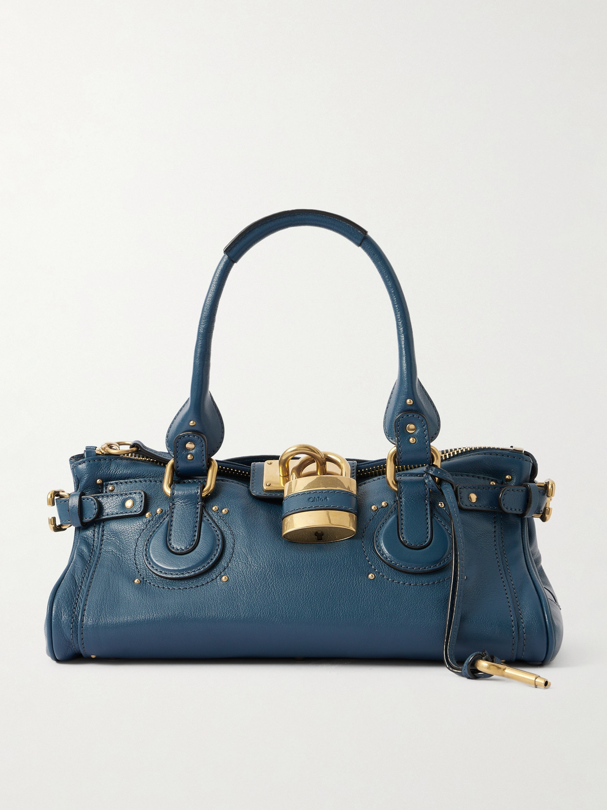 Chloé Paddington Embellished Leather Tote In Blue
