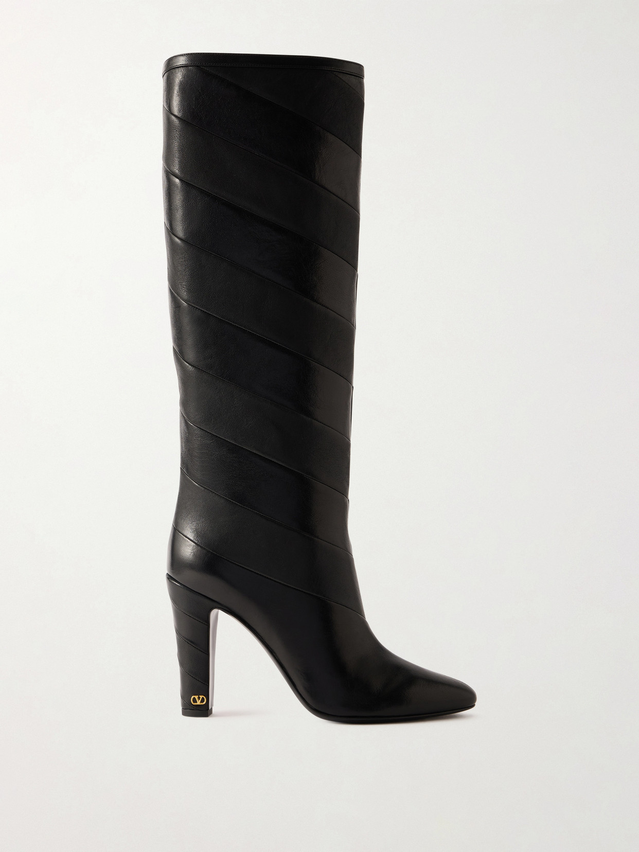 Valentino Garavani Rayons Nappa Boot With Chevron Pattern 100mm Woman Black 39 In Black