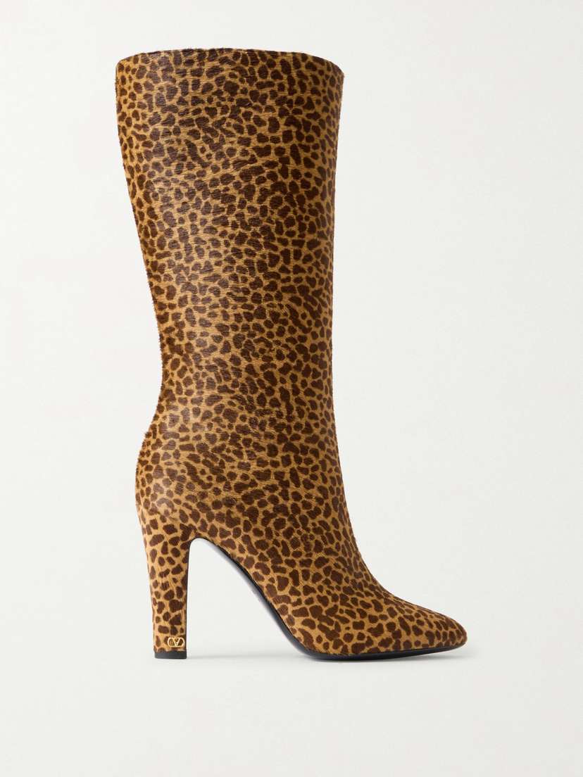 Valentino Garavani Hotty Leopard-print Calf Hair Knee Boots