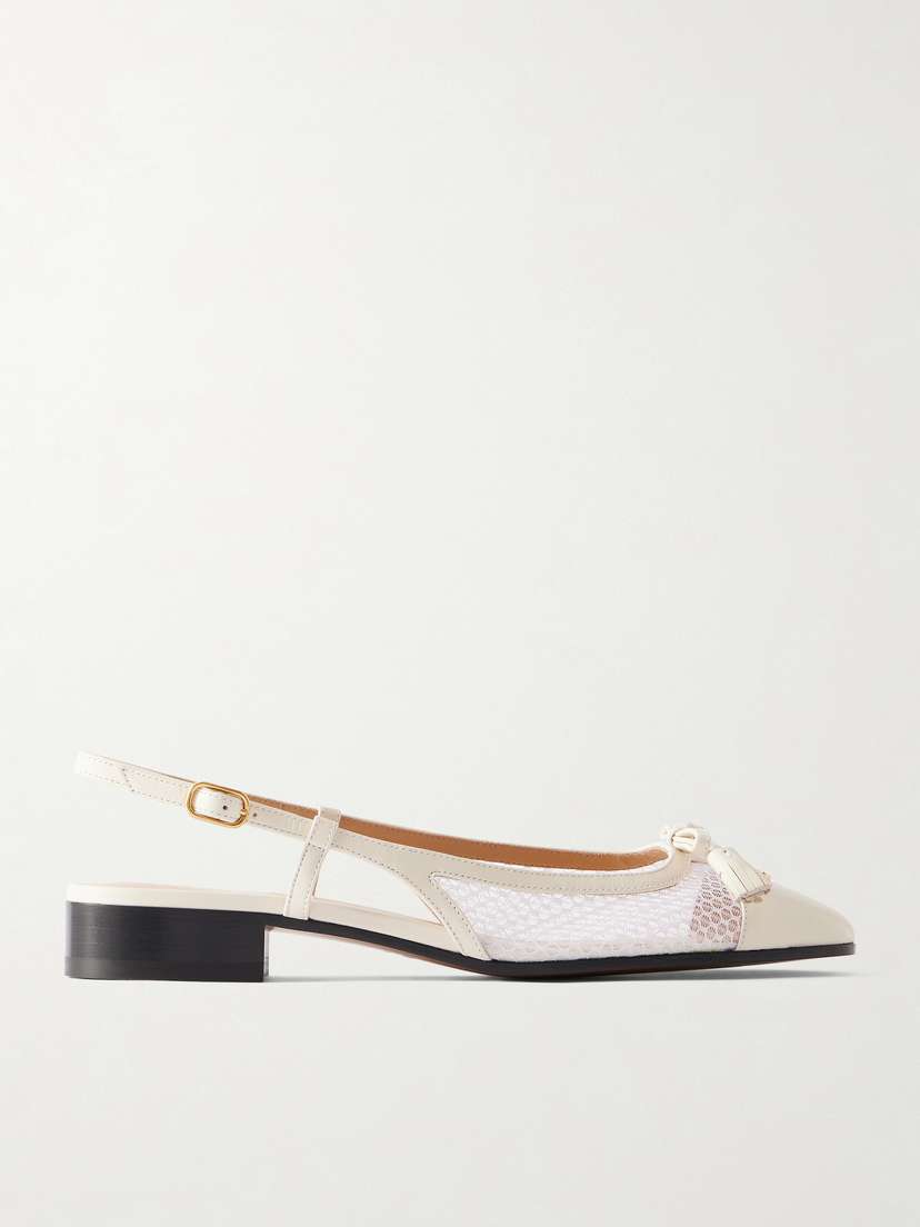 Valentino Garavani Valet Du Roi Tasseled Leather And Mesh Slingback Ballet Flats