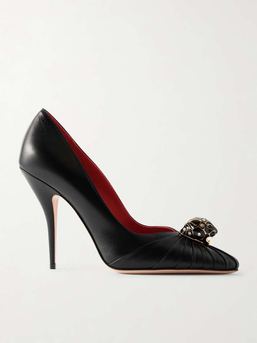 Valentino Garavani — Pas De Chat 105 embellished gathered textured-leather pumps