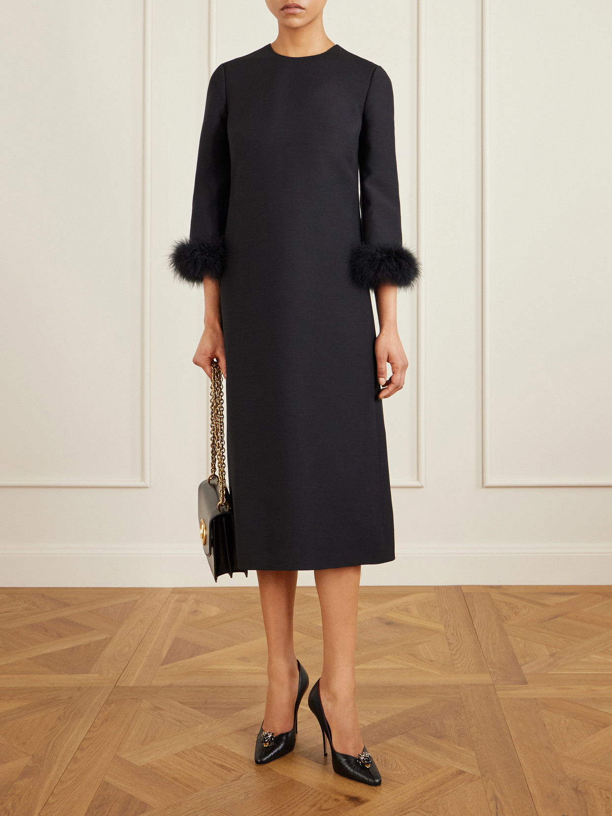 Valentino Garavani Pas De Chat 105 Embellished Gathered Textured-leather Pumps In Black