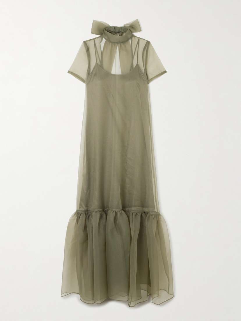 Staud Calluna Ruffled Organza Maxi Dress