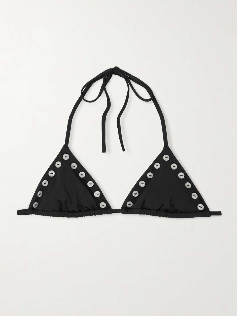 Staud Lido Embellished Triangle Bikini Top