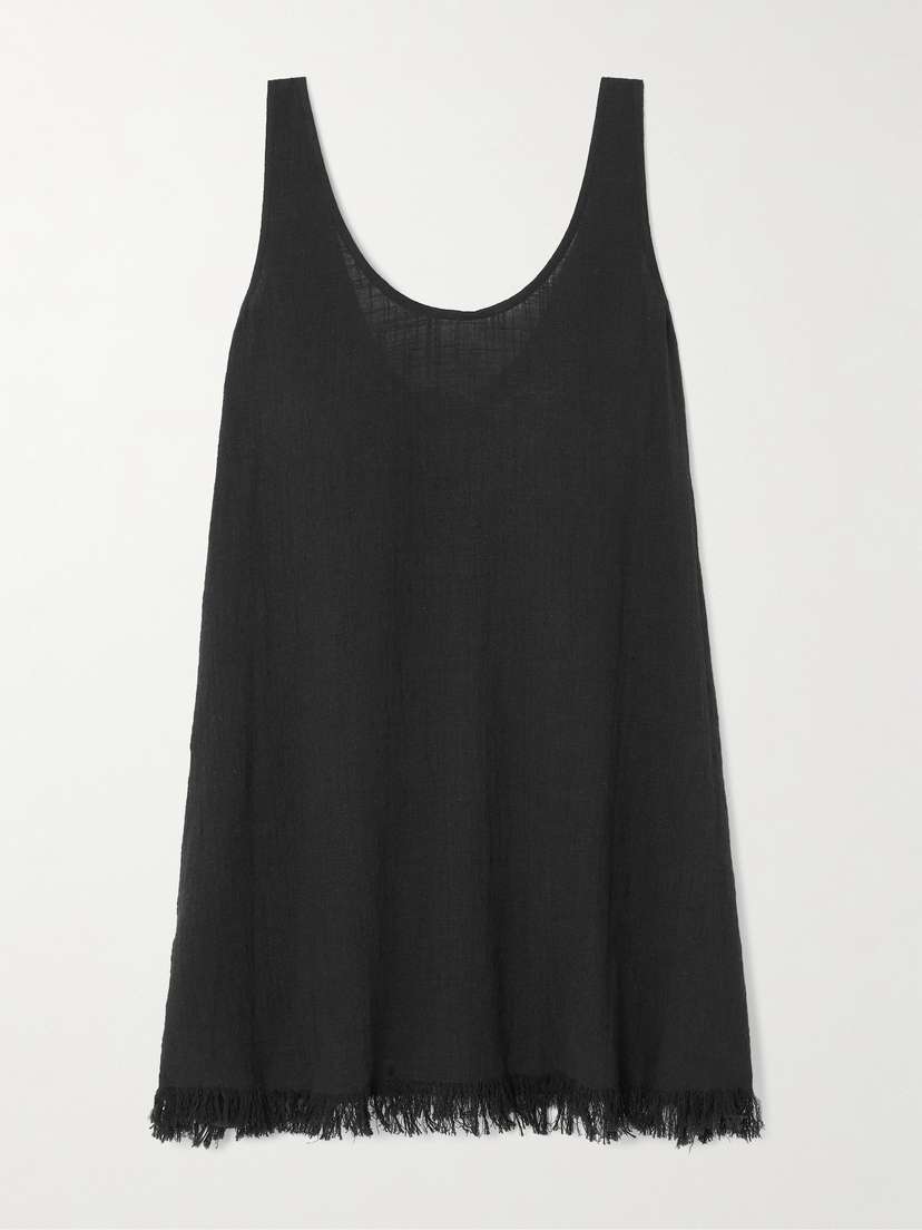 Staud Tillie Fringed Cotton-gauze Mini Dress