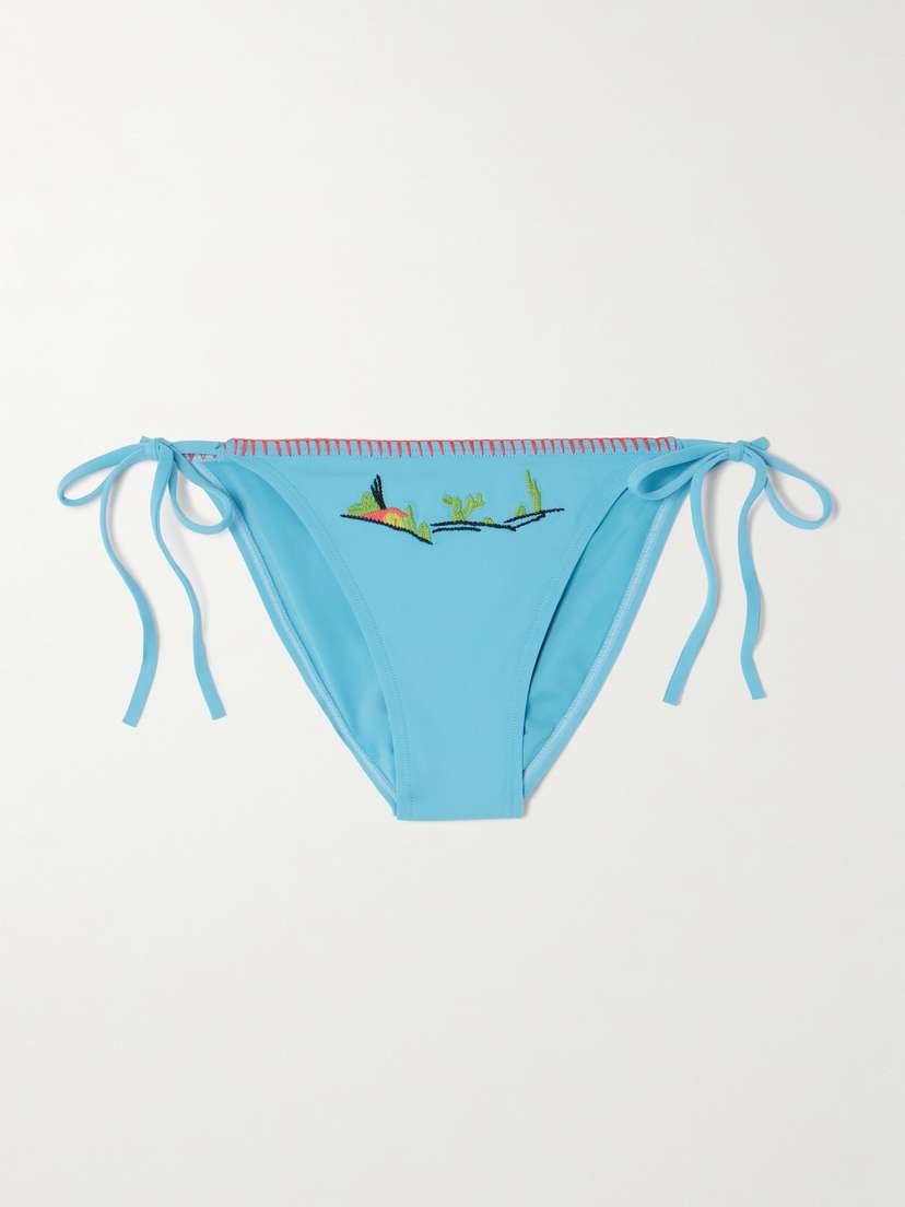 Staud Sisley Embroidered Bikini Briefs