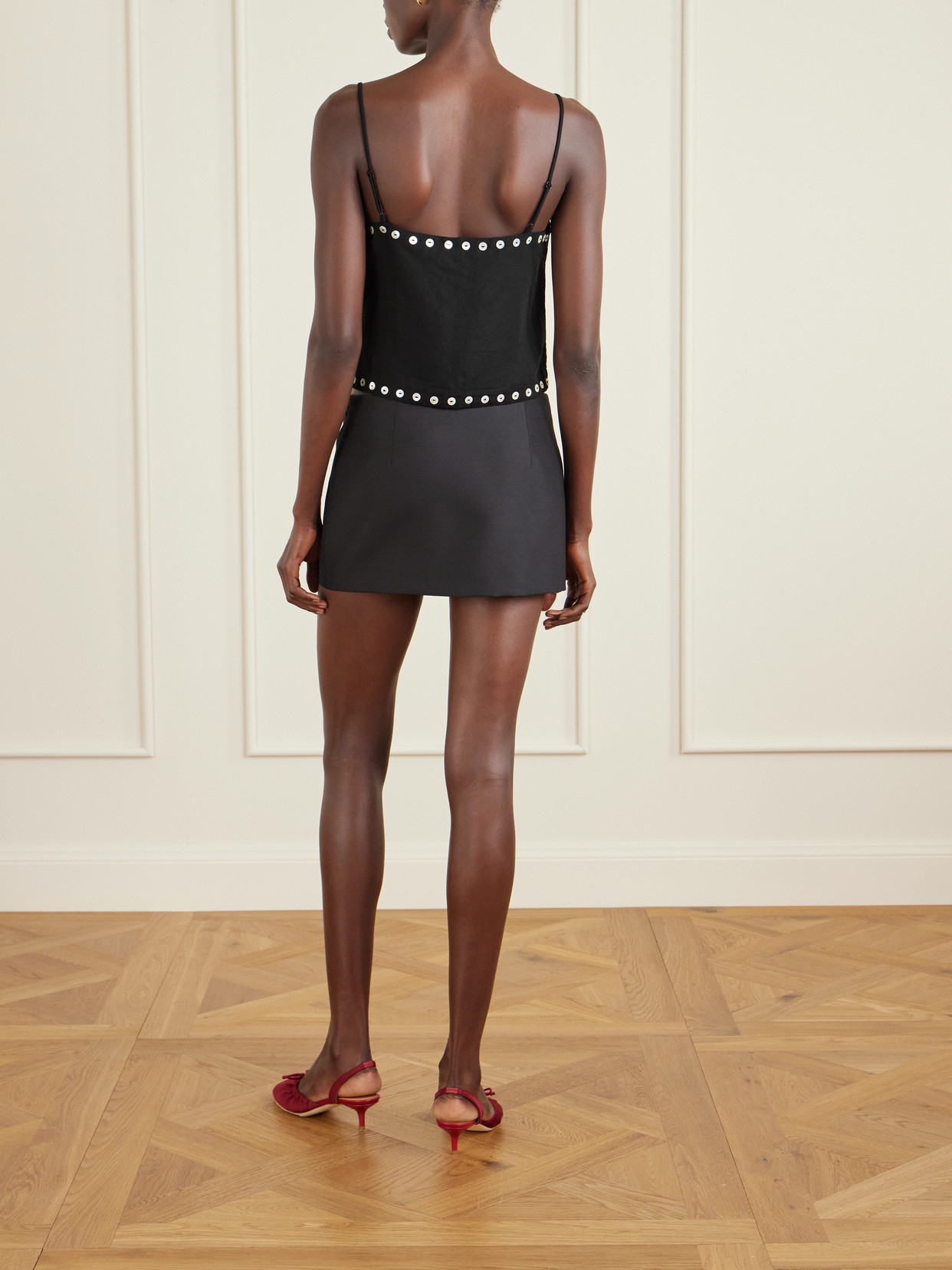 Staud Kirra Button-detailed Linen-blend Tank In Black