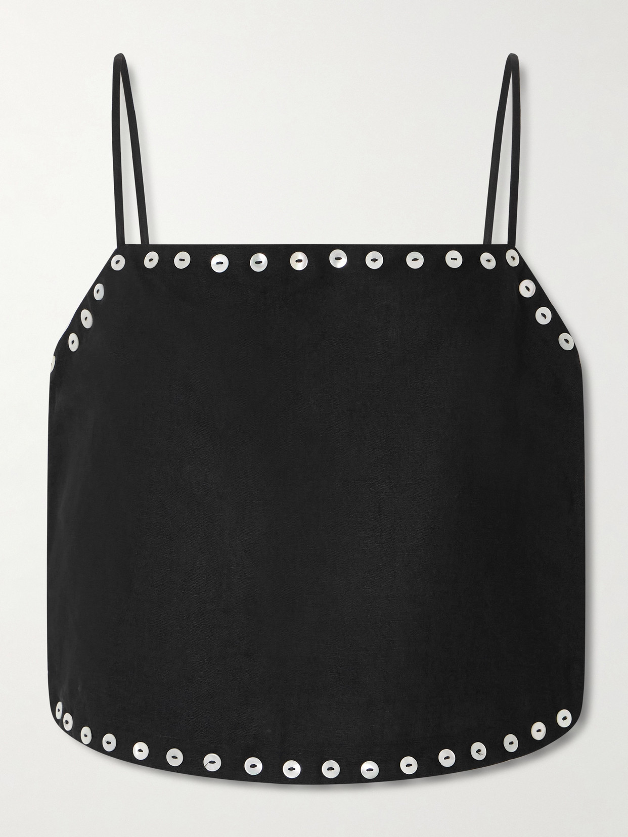 Staud Kirra Button-detailed Linen-blend Tank In Black
