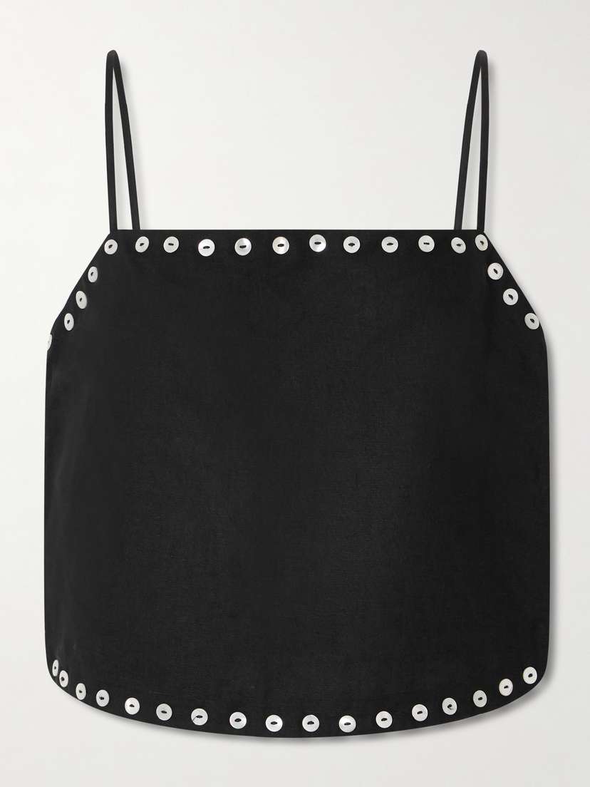 Staud Kirra Button-detailed Linen-blend Tank