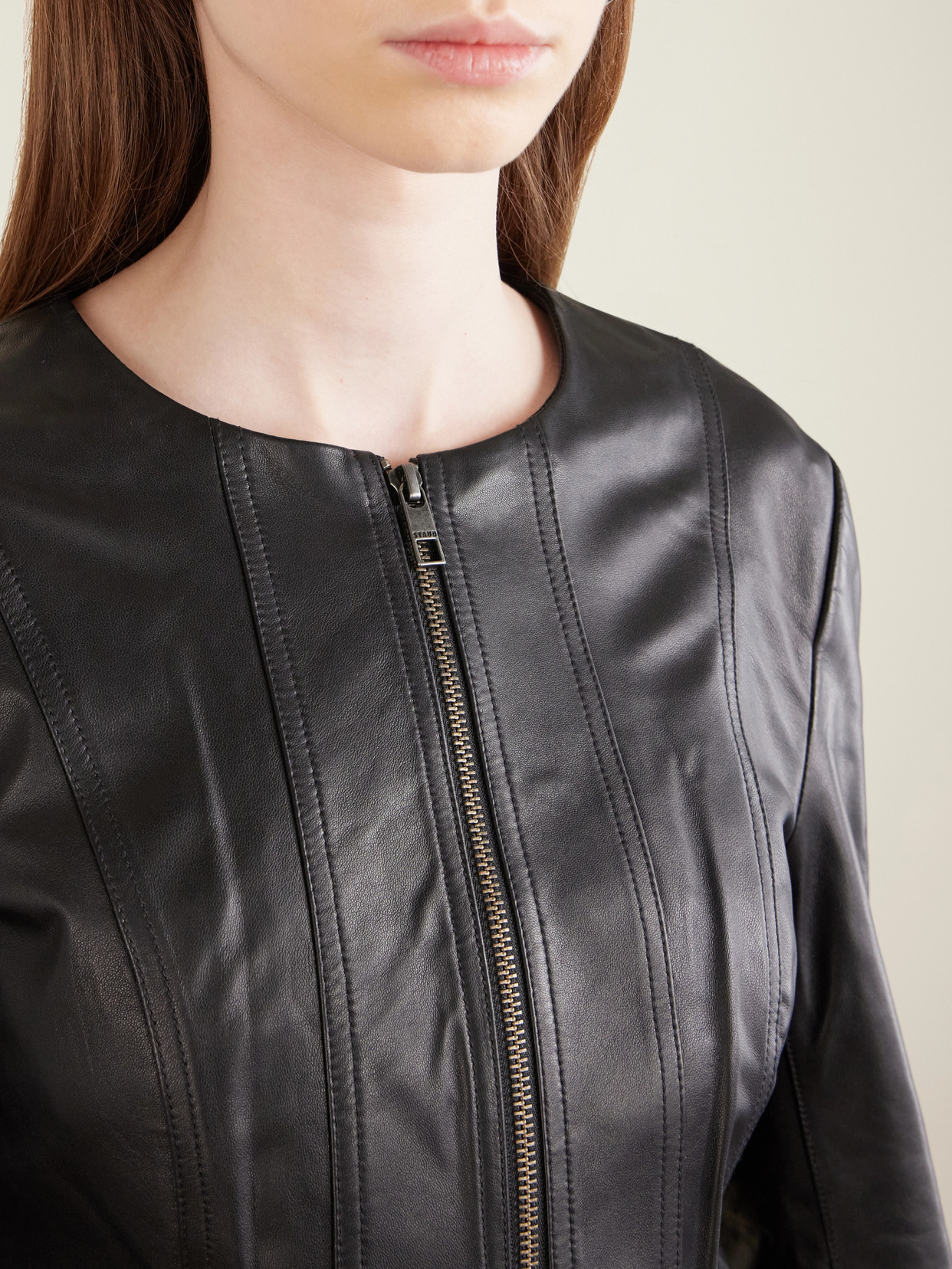 Staud Leather Jacket In Black