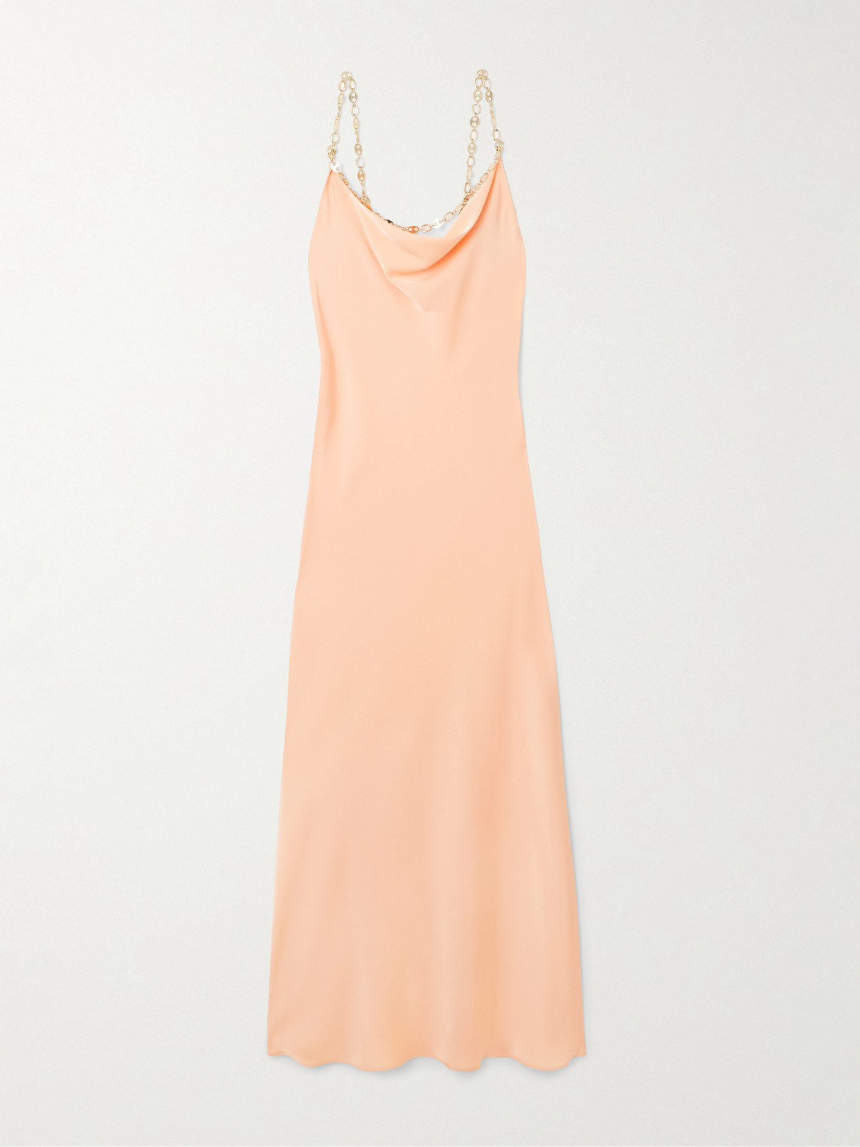 Rabanne Chain-embellished Crepe Midi Dress In Orange