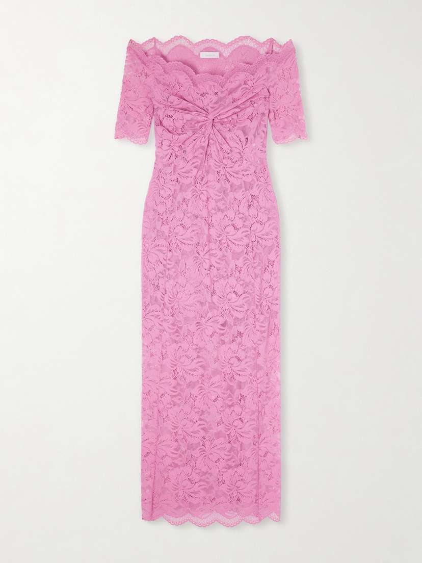 Rabanne Off-the-shoulder Scalloped Lace Midi Dress