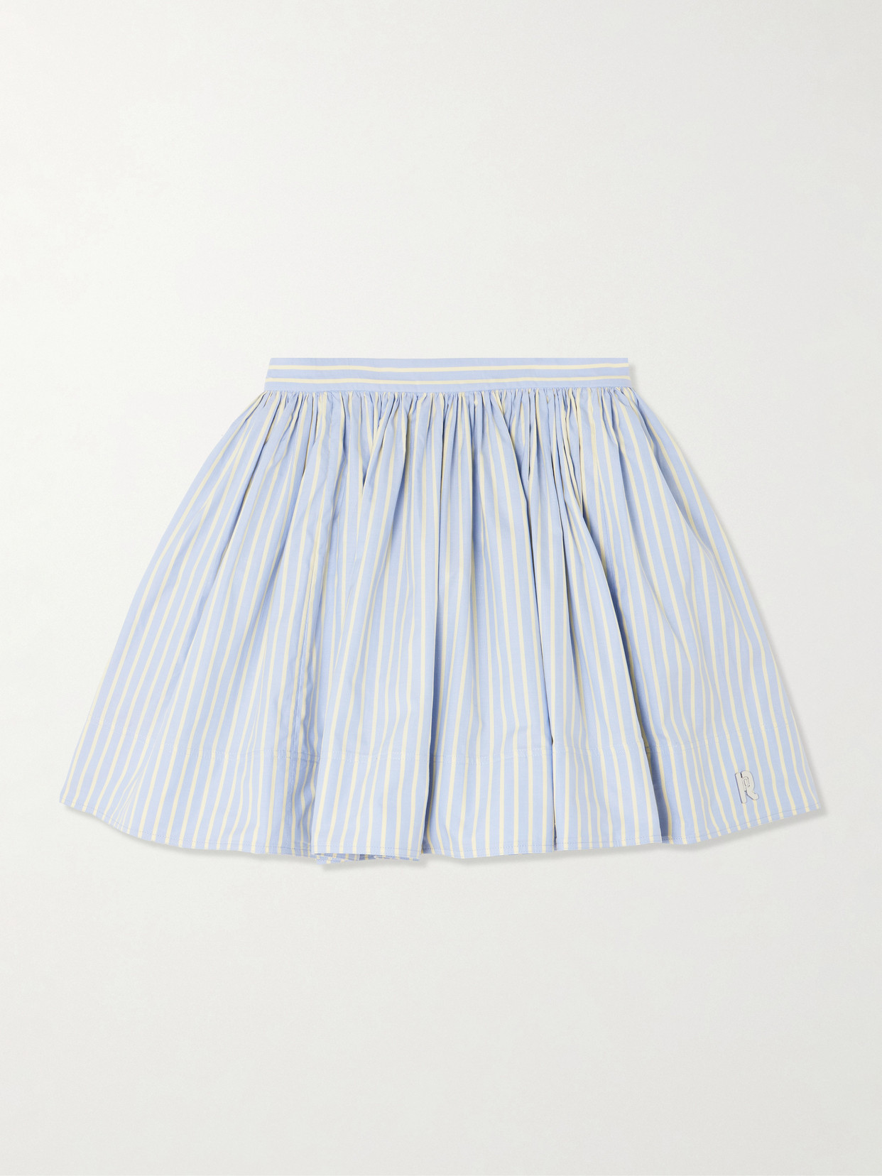 Rabanne Embellished Pleated Striped Cotton-poplin Mini Skirt In Blue