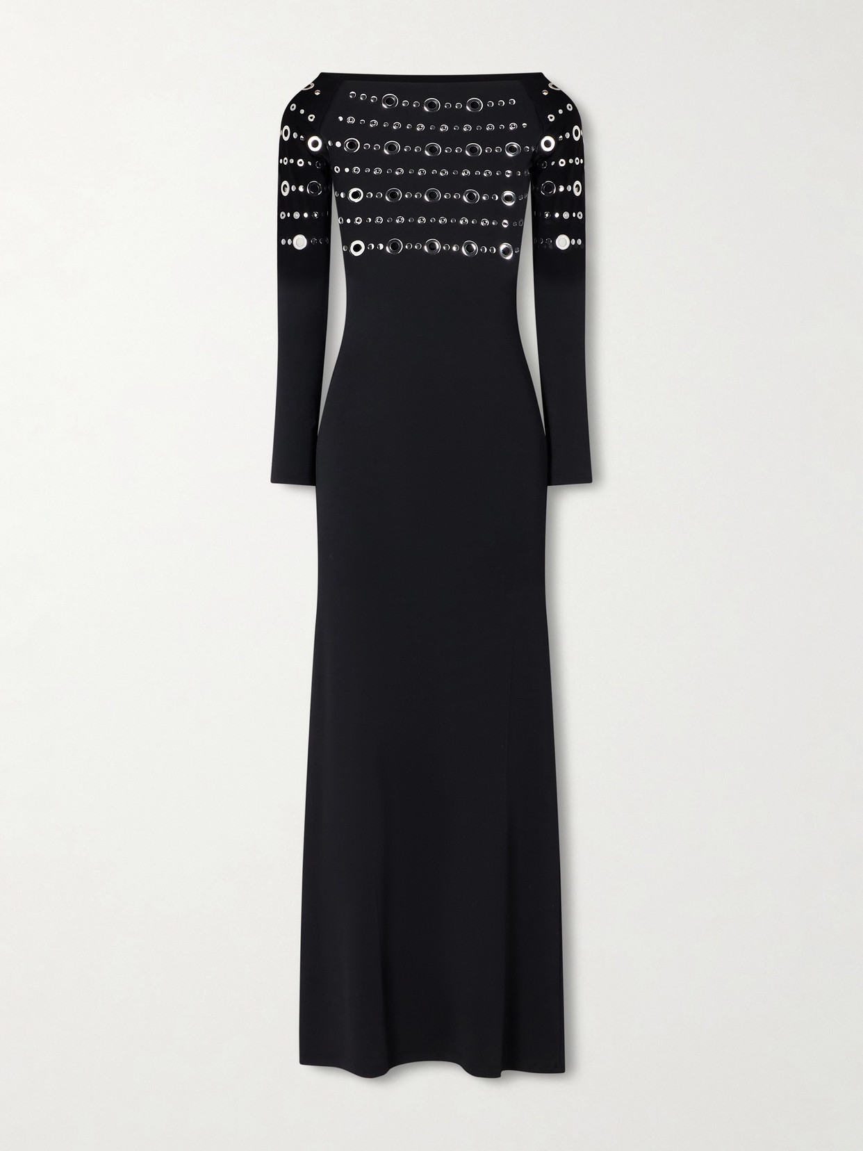 Rabanne Eyelet-embellished Jersey Midi Dress In Black