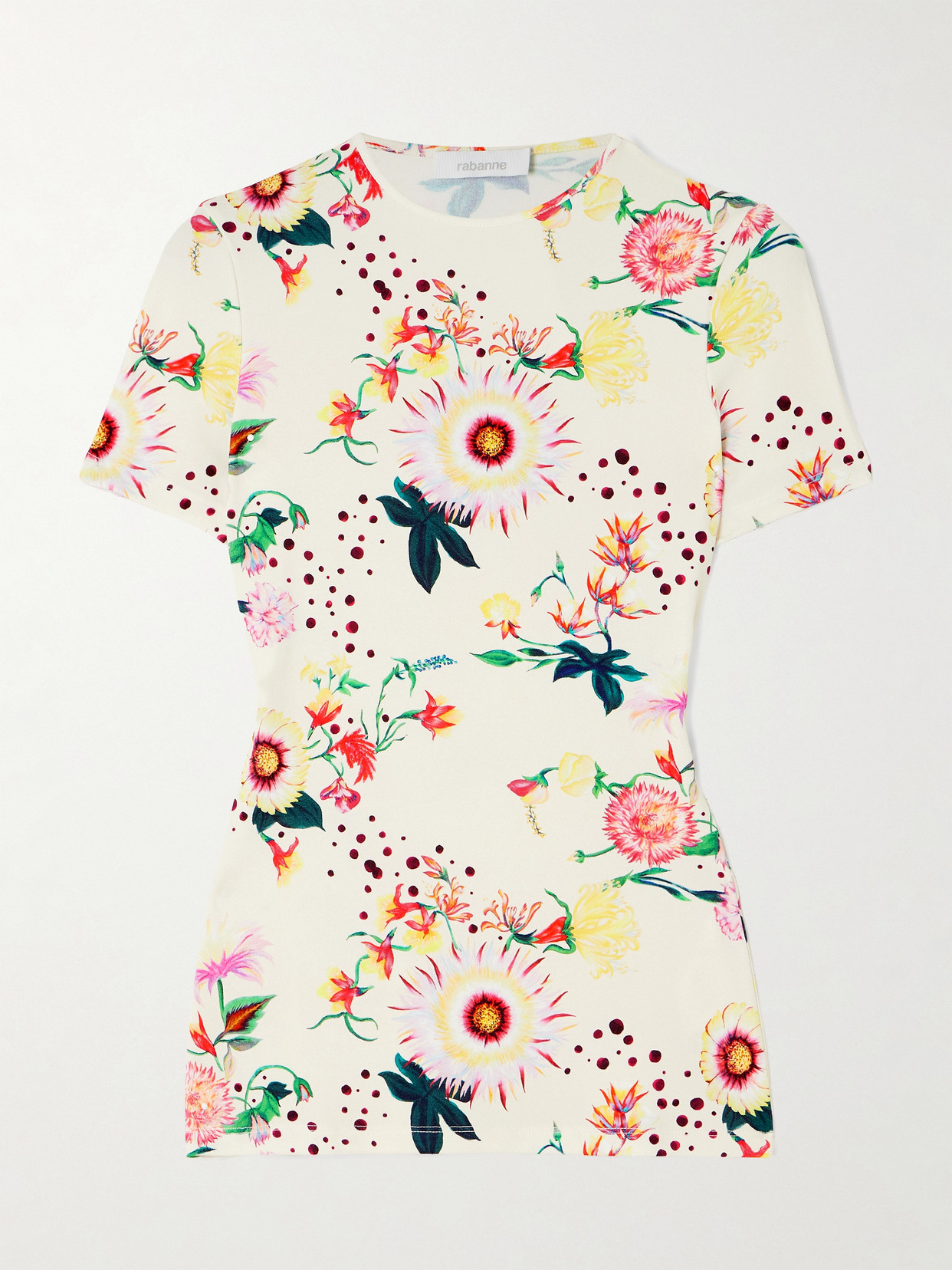 Rabanne Floral-print Jersey T-shirt In Multi