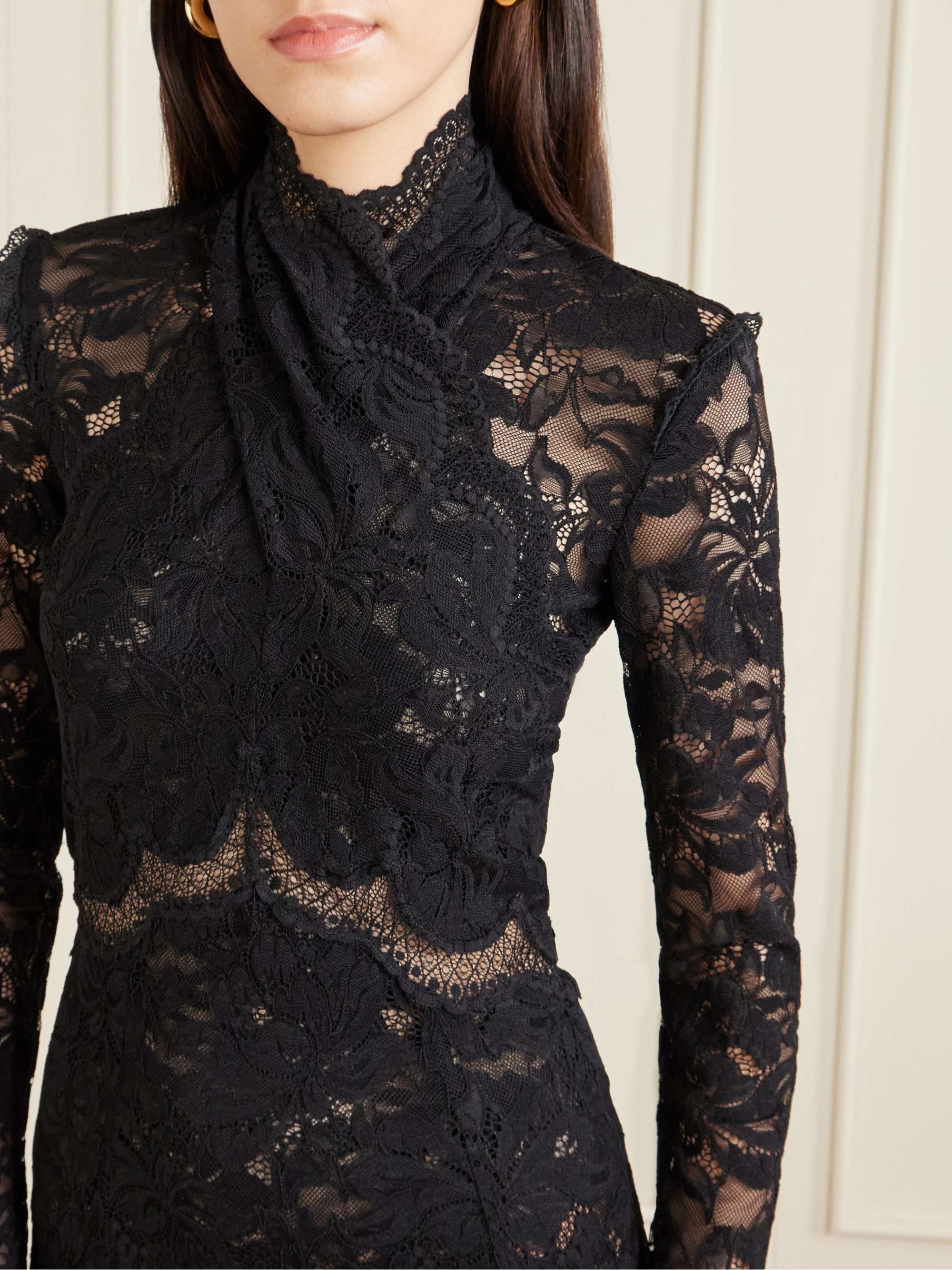 vince camuto lace fit & flare dress Vince Camuto Black Laser-Cut Fit and Flare Cocktail Dress – SilkRoll