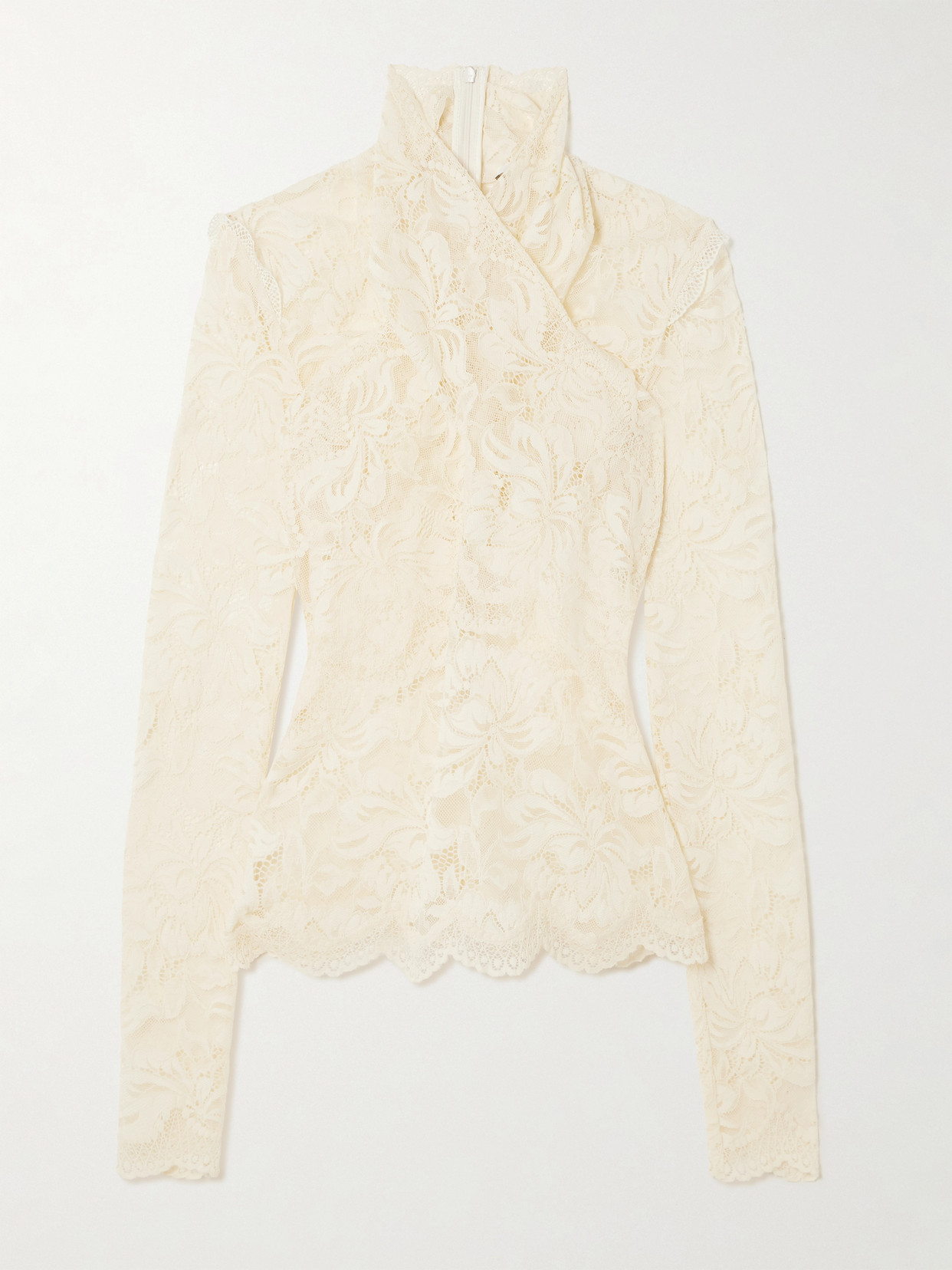 Draped Stretch-Lace Top