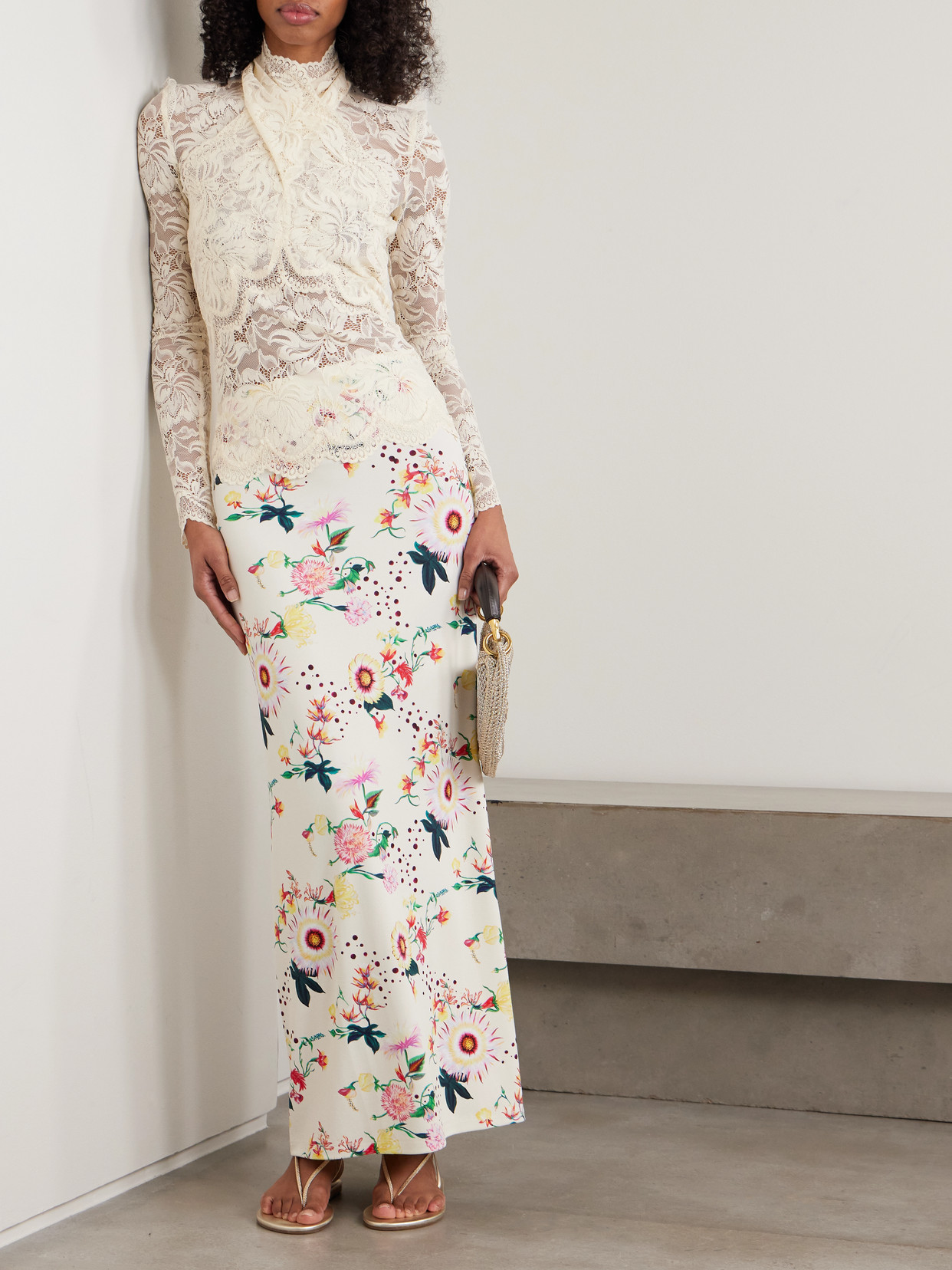 Draped Stretch-Lace Top