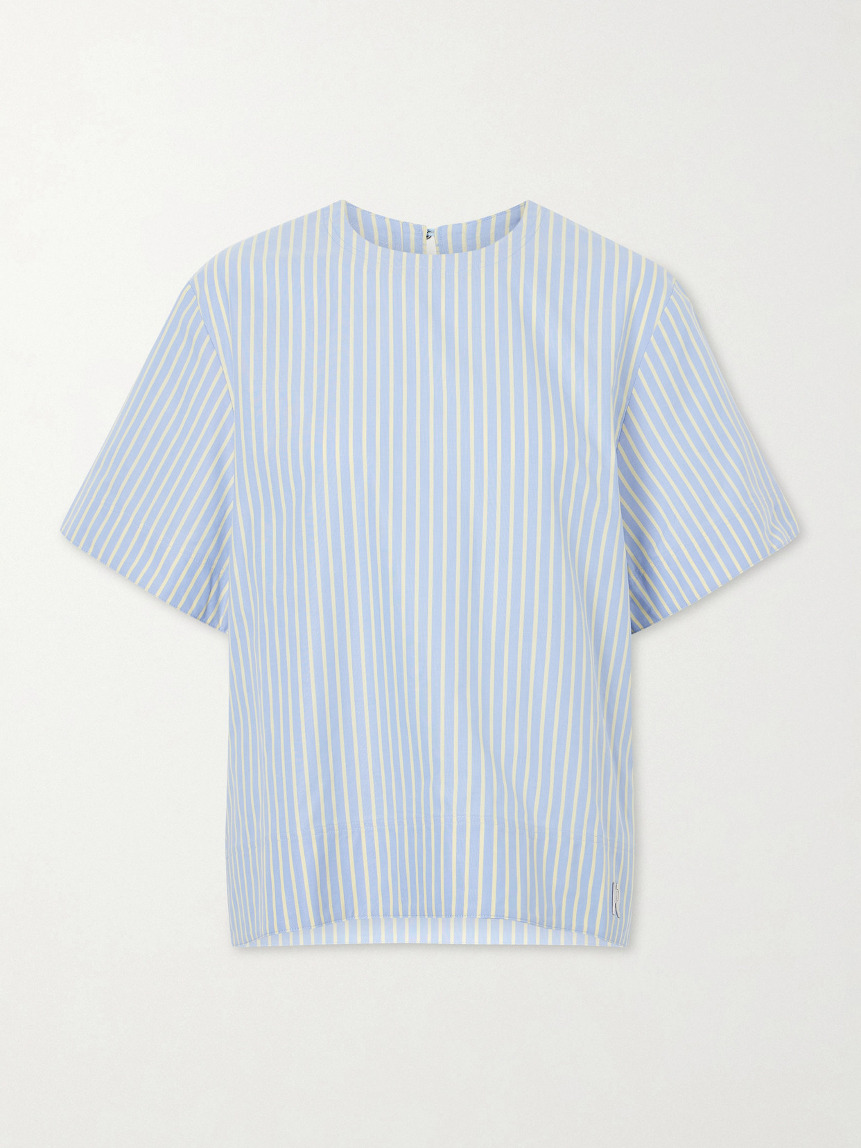 Rabanne Striped Cotton-poplin T-shirt In Blue