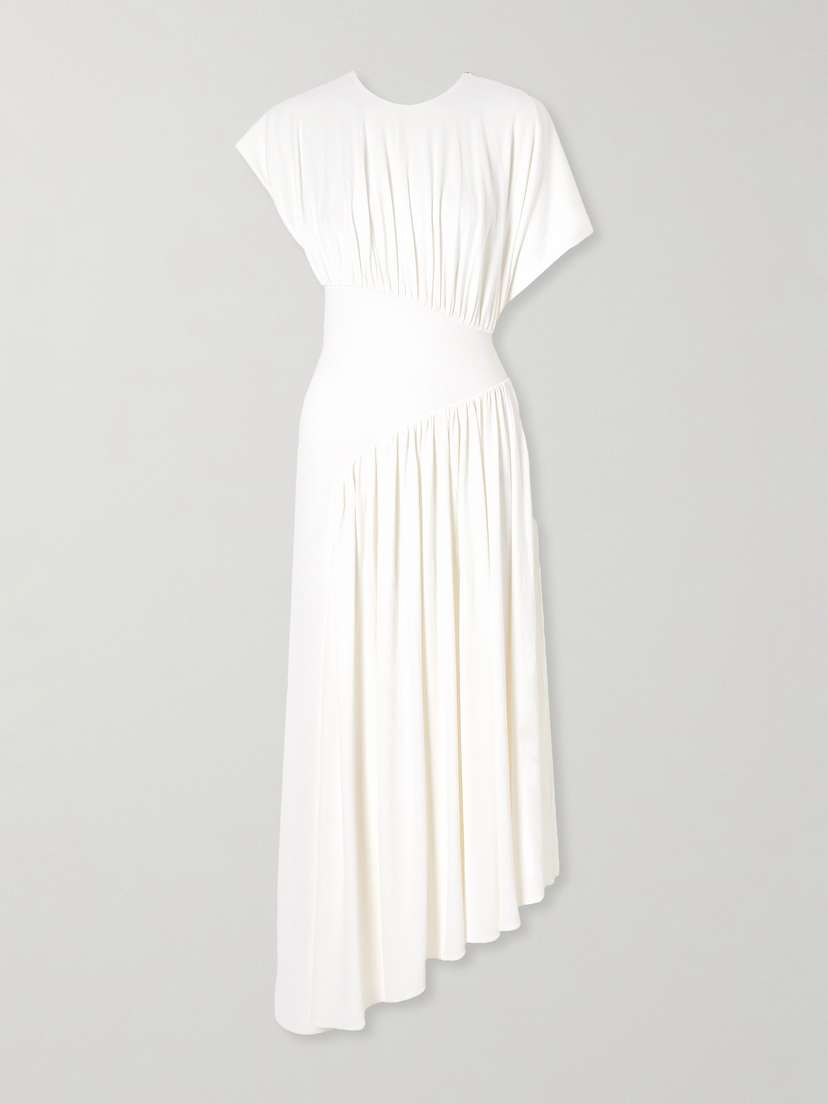 Rabanne Asymmetric Draped Stretch-crepe Midi Dress
