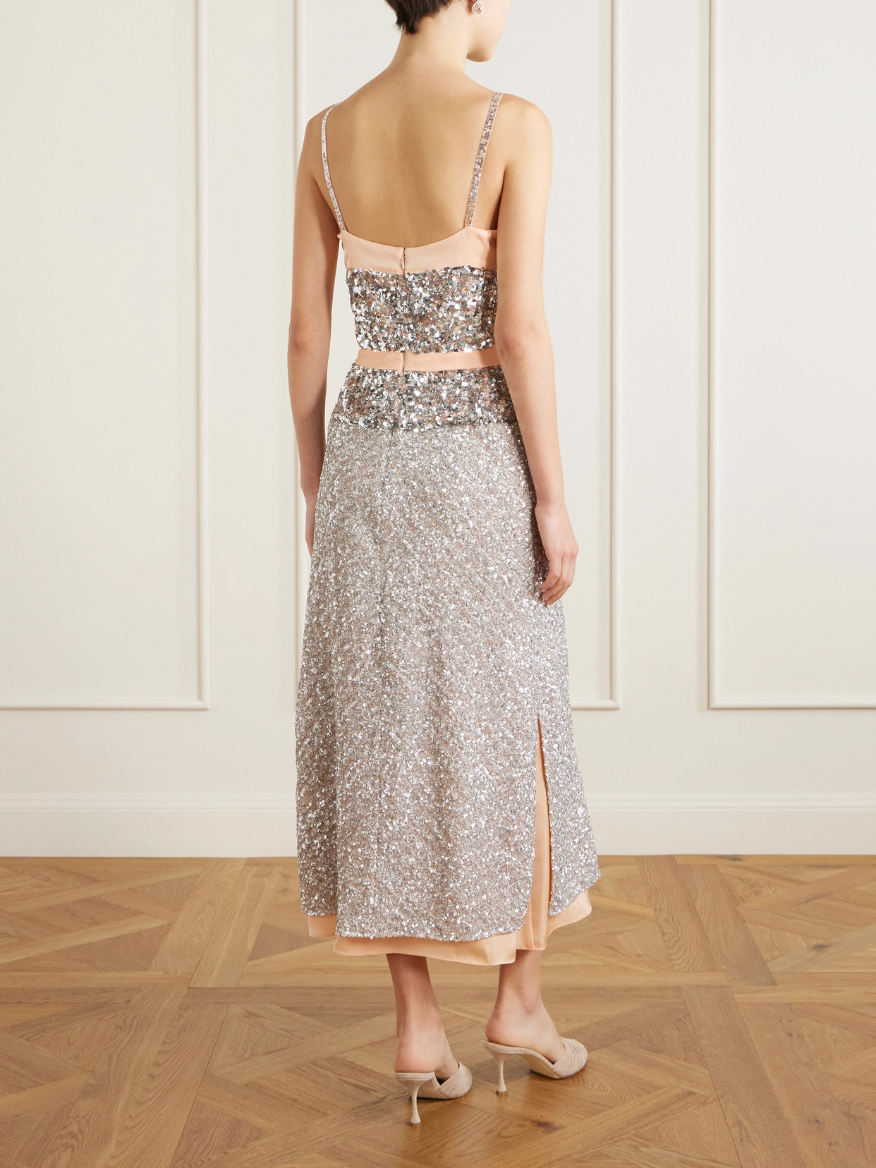 Rabanne Sequined Chiffon Maxi Dress In Gray