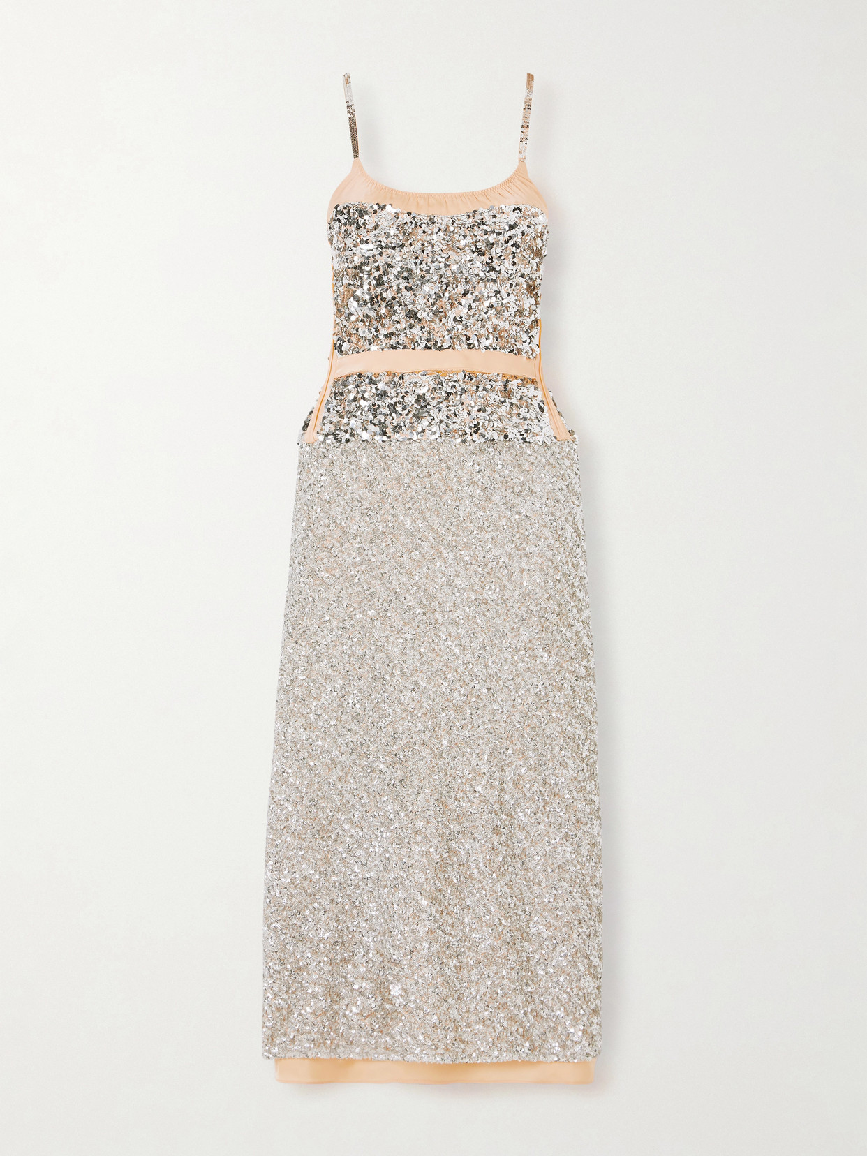 Rabanne Sequined Chiffon Maxi Dress In Silver