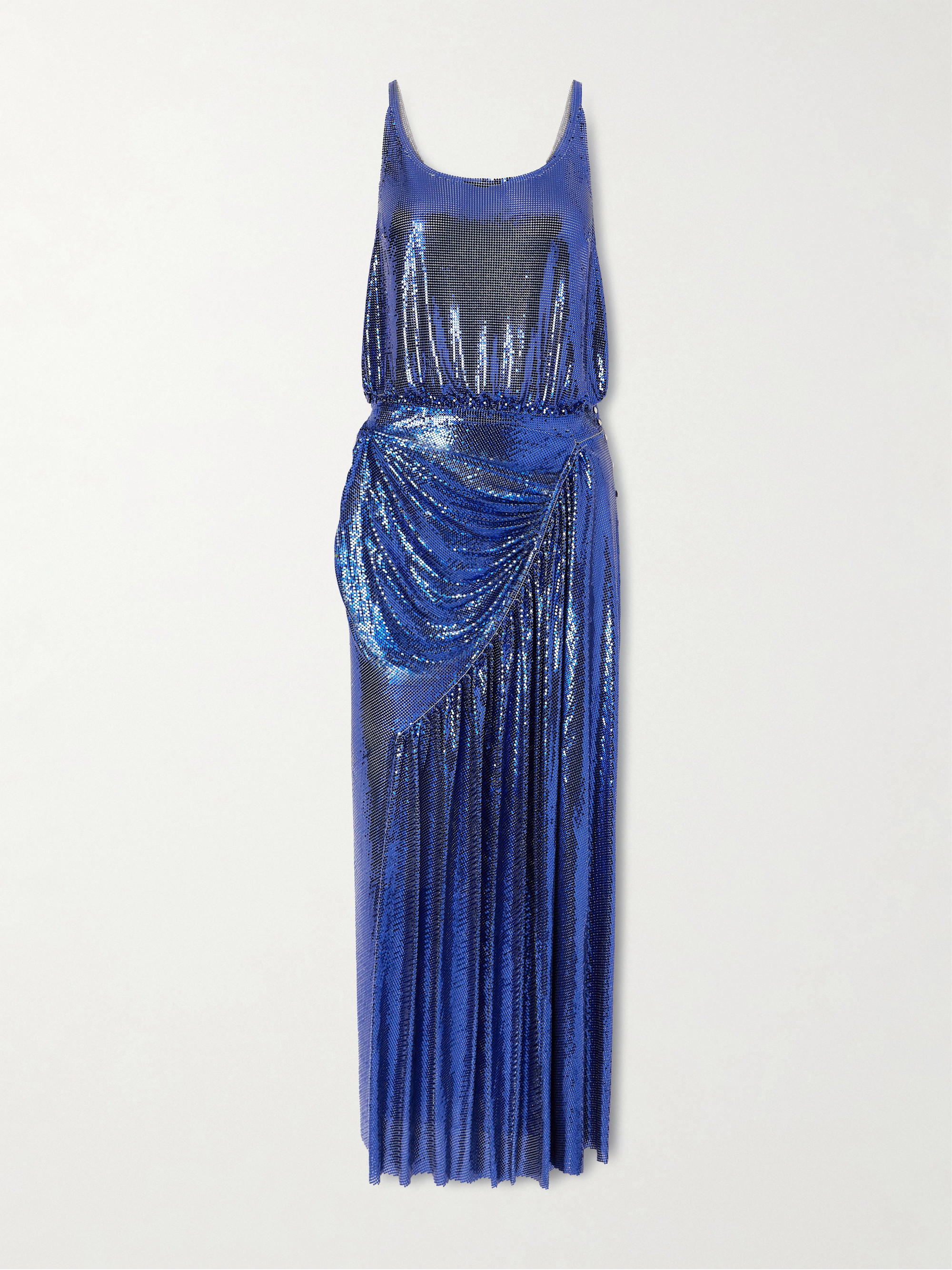 Rabanne - Draped pleated chainmail midi dress | Plush