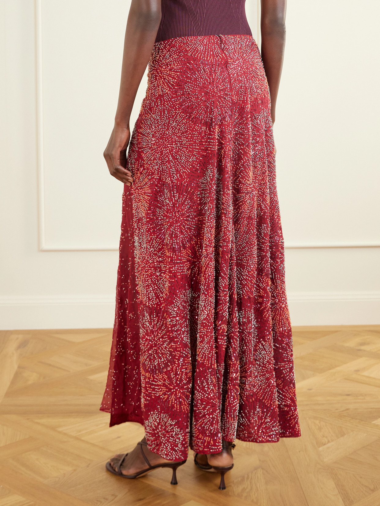 Rabanne Bead-embellished Chiffon Maxi Skirt In Multi