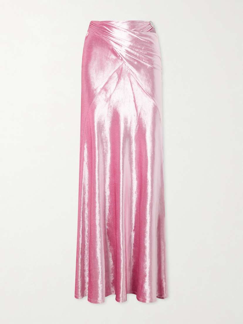 Rabanne Wrap-effect Crystal-embellished Velvet Maxi Skirt