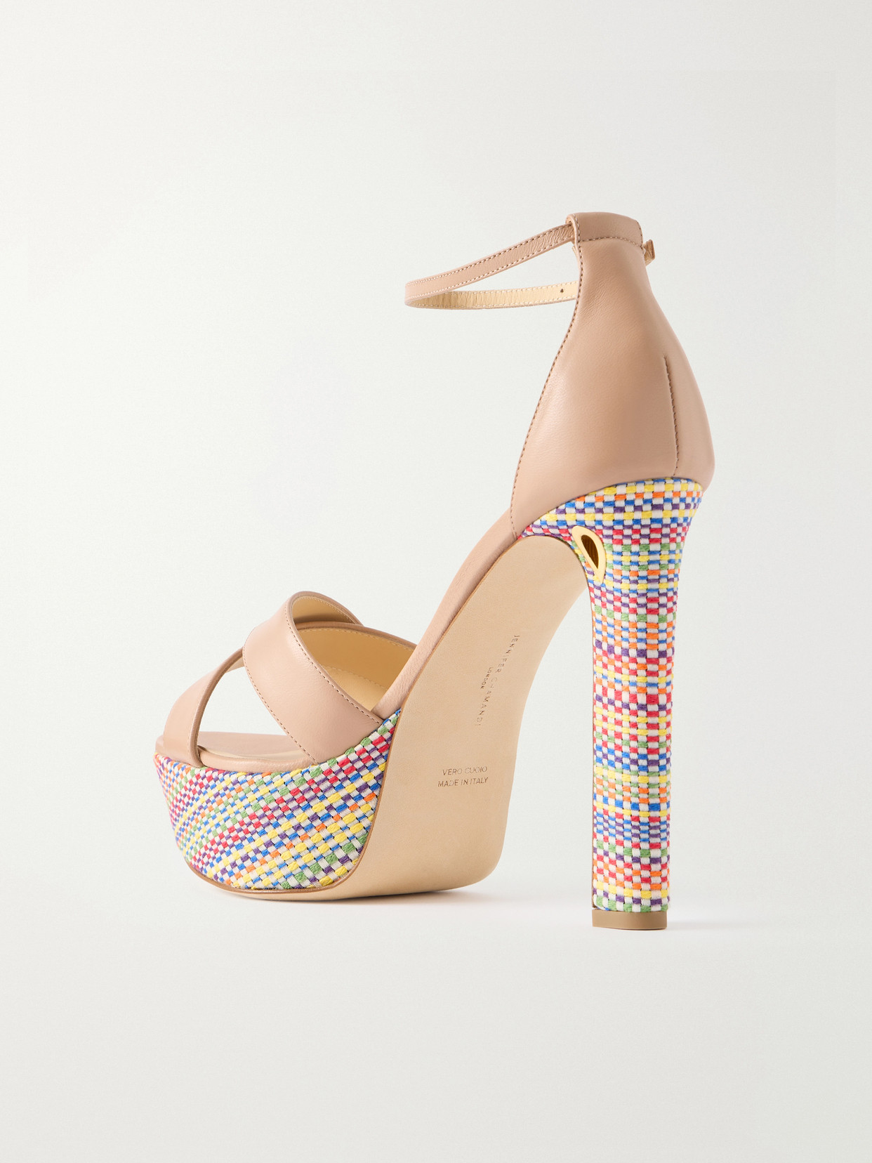 Jennifer Chamandi Leonardo 130 Leather Platform Slingback Sandals In Multi