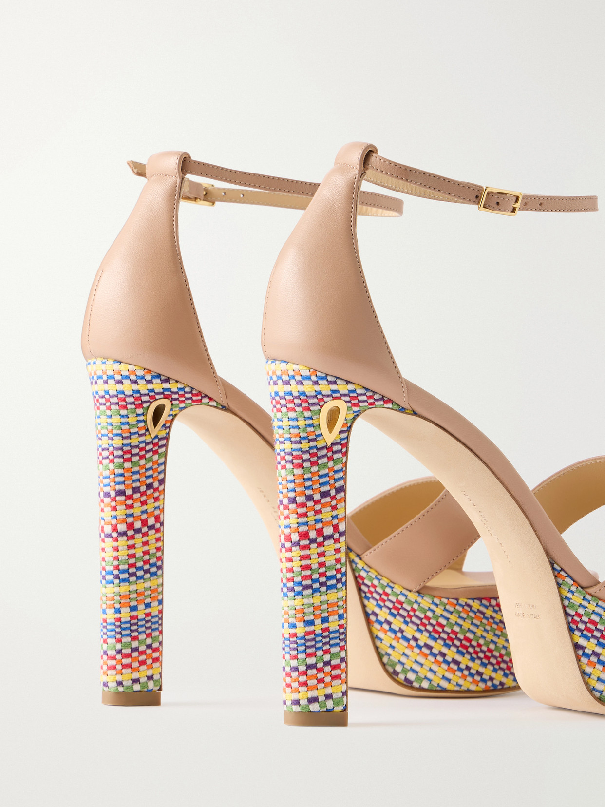 Jennifer Chamandi Leonardo 130 Leather Platform Slingback Sandals In Multi