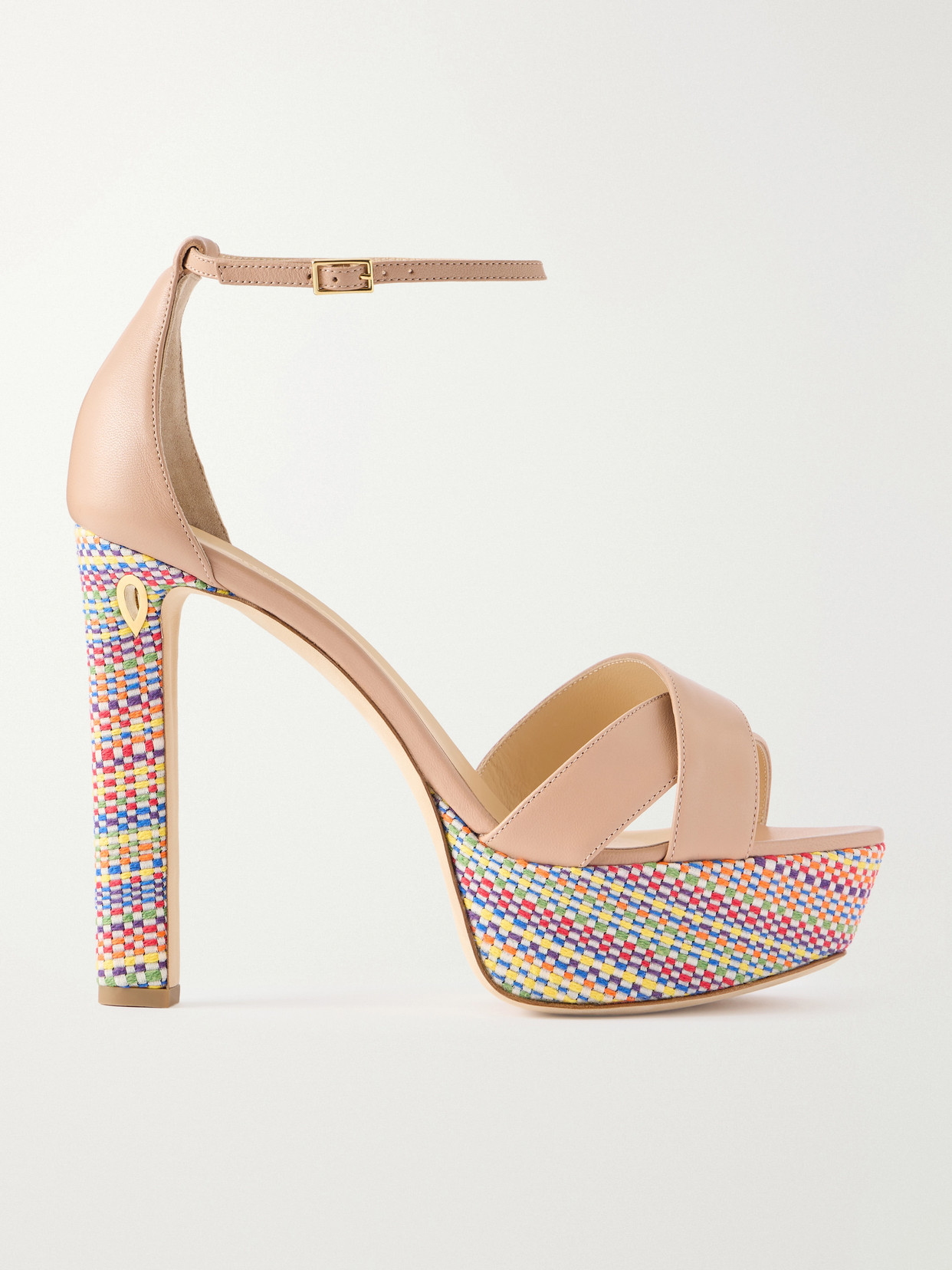 Jennifer Chamandi Leonardo 130 Leather Platform Slingback Sandals In Multi