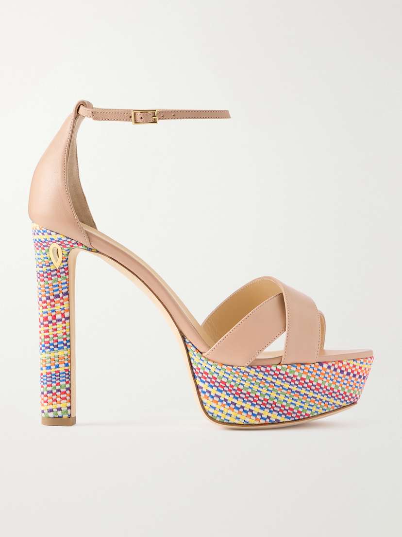 Jennifer Chamandi Leonardo 130 Leather Platform Slingback Sandals
