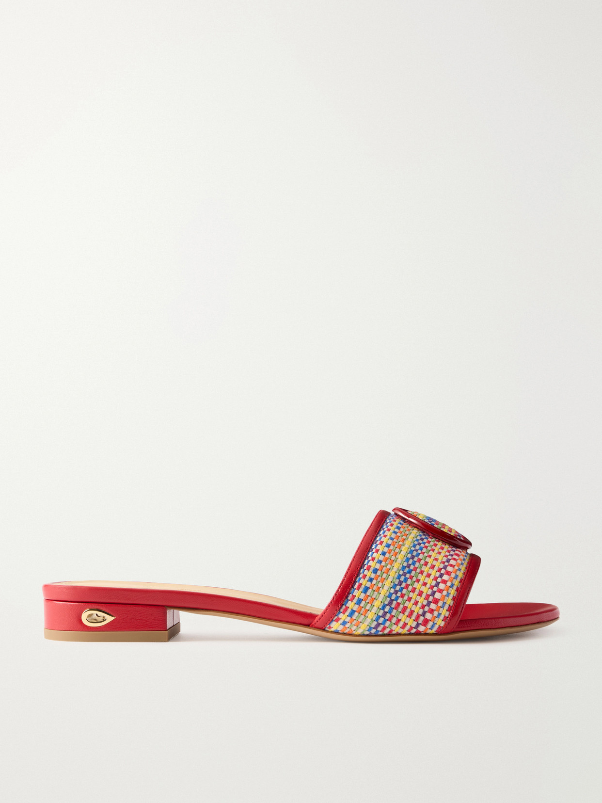 Jennifer Chamandi Andrea Woven And Leather Slides In Multi