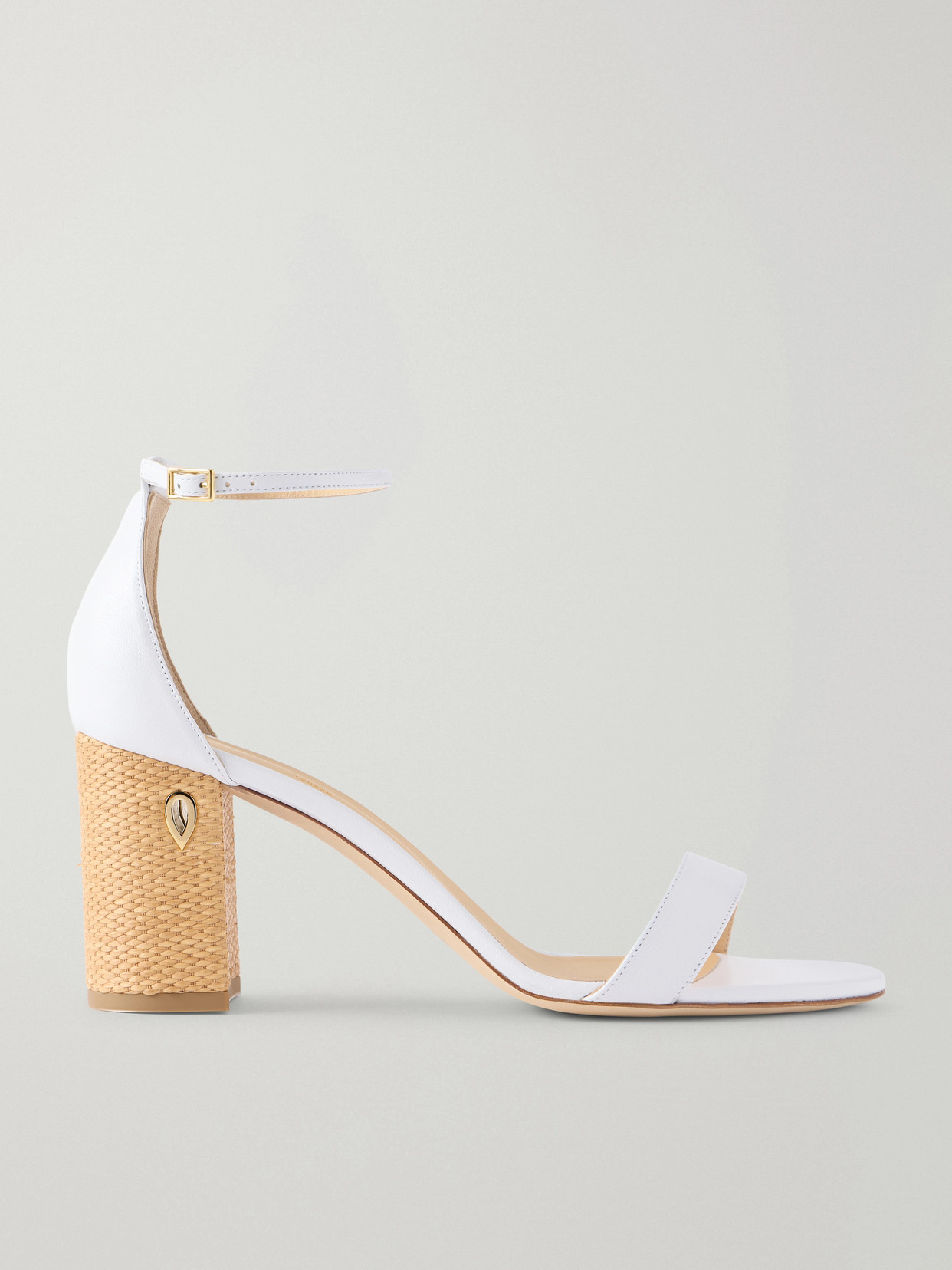 Jennifer Chamandi Massimiliano Leather And Raffia Sandals In White