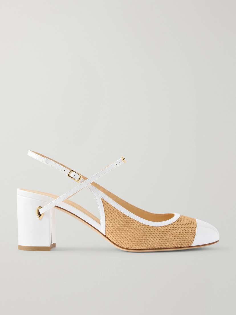 Jennifer Chamandi Leather And Raffia Pumps